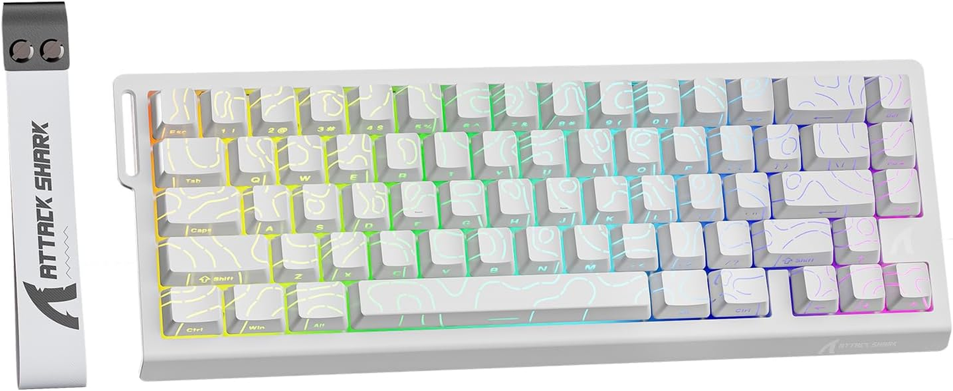 ATTACK SHAKR X68HE Rapid Trigger Gaming Keyboard Rt0.01Mm 8000Hz RGB Wired USB Magnetic Switch 0.125Ms Delay Double PBT Contour 3.0 Key Cap Dead Zone Adjustment Hot Swappable (White)