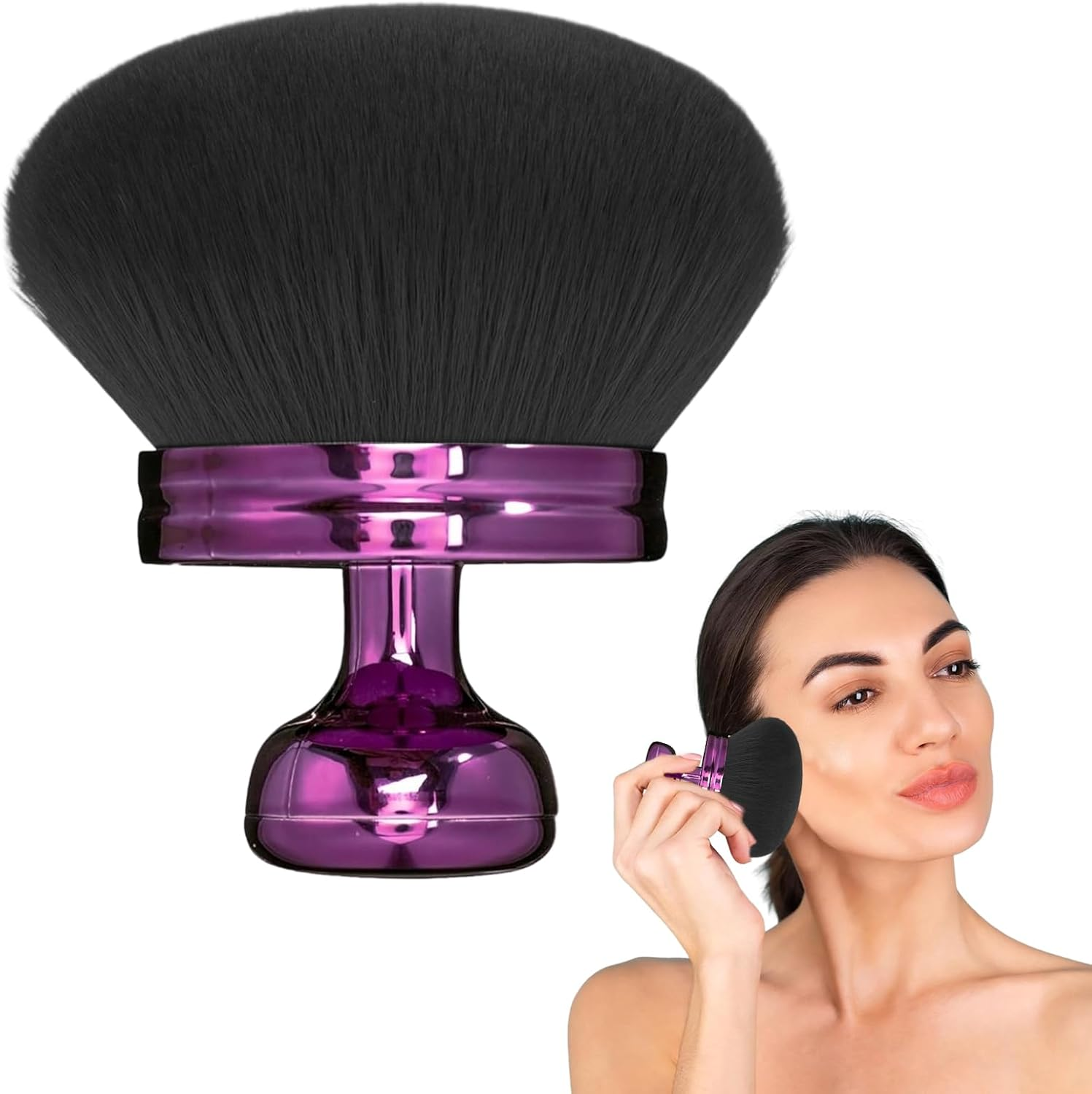 AXERHK Self-Tanning Brush, Extra Purple Powder Brush, Large, Portable Tanning Body Brush for Body and Face, Oval Body Brush for Applying Lotion, Foundation, Sun Protection image number 3