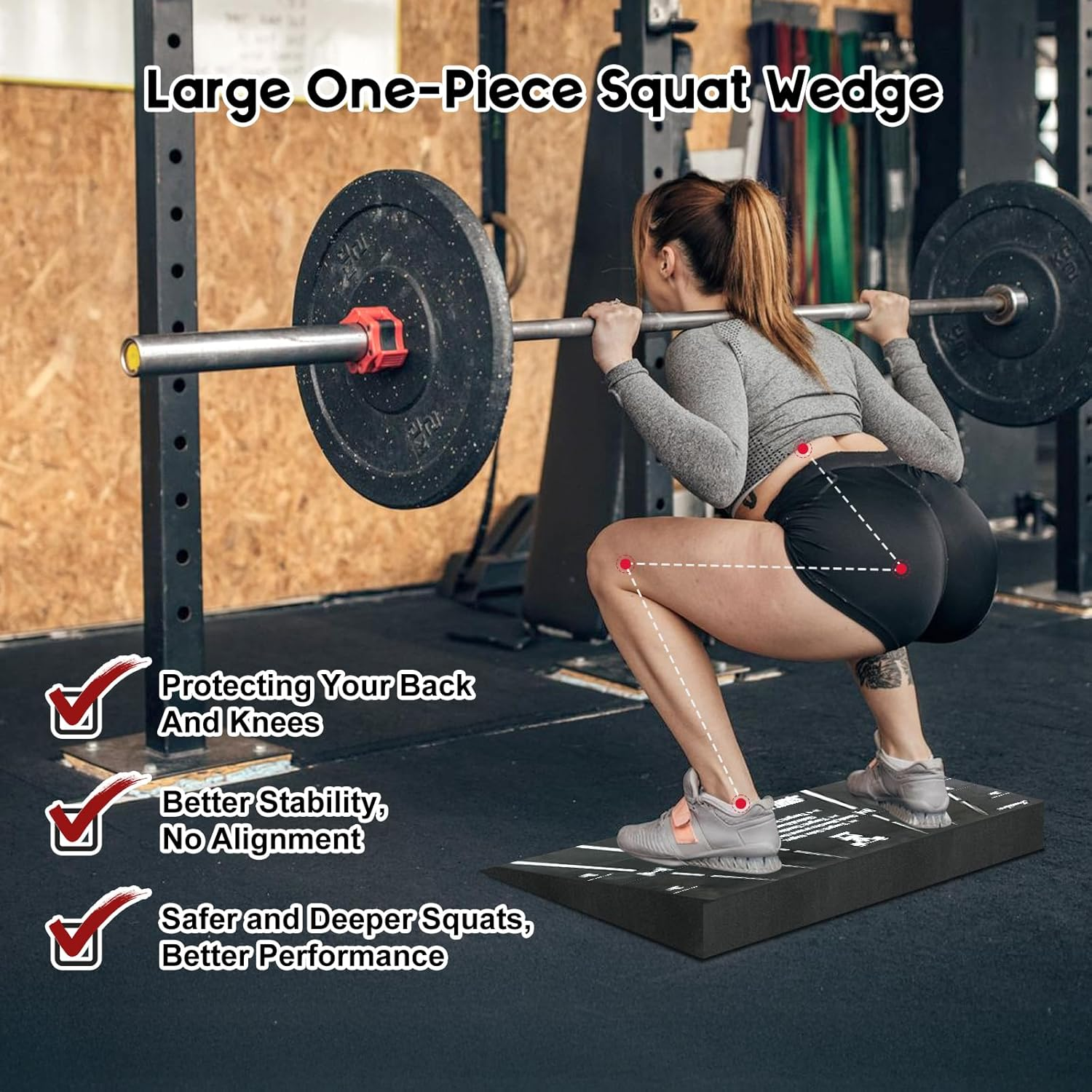 Squat Wedge Block, Professional One-Piece Heel Elevated Slant Board for All-Position Squats, Knees over Toes, Weightlifting, Calf Stretches Ect.. Home and Gym Equipment. image number 3