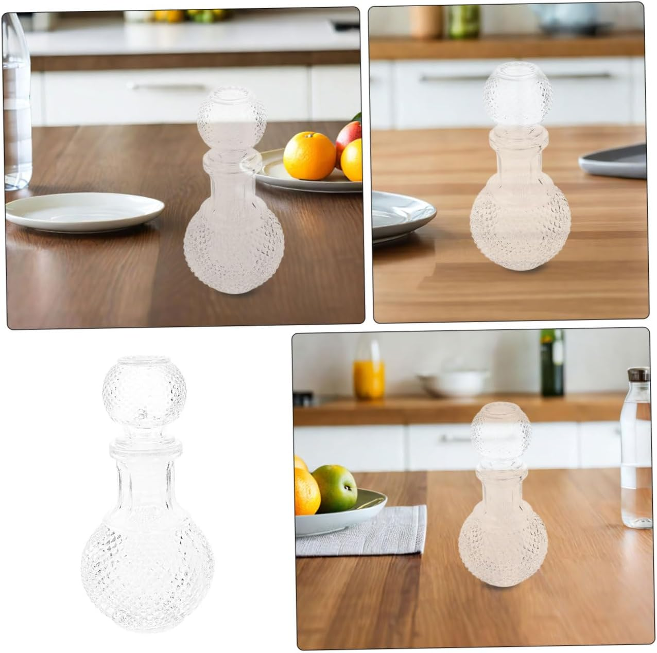 HOMOBABE 2Pcs 250Ml Glass Wine Bottles Thickened Whiskey Decanter Set Creative Globe Design for Home Bar Whiskey and Liquor Packaging