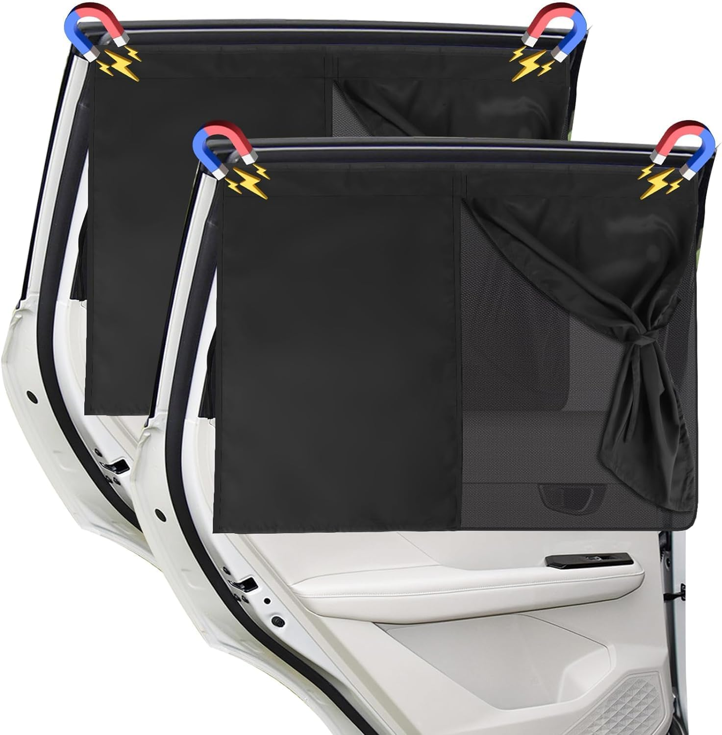 2 Pack Car Window Shades for Baby, Car Sun Shade Curtain Side Window Magnetic Car Curtains Double Layer Car Sun Shade Block UV Rays and Heat, Car Blinds All-Round Protection for Baby,Kids,Pets image number 6