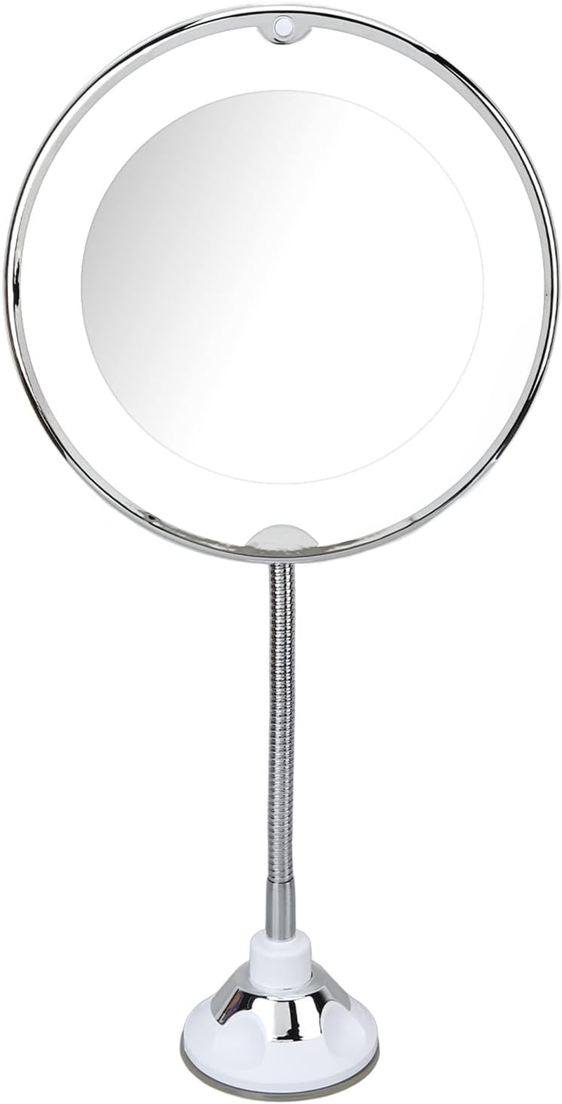 10X Suction Cup Makeup Mirror, 8 Inch Makeup Mirror with White Light for Makeup