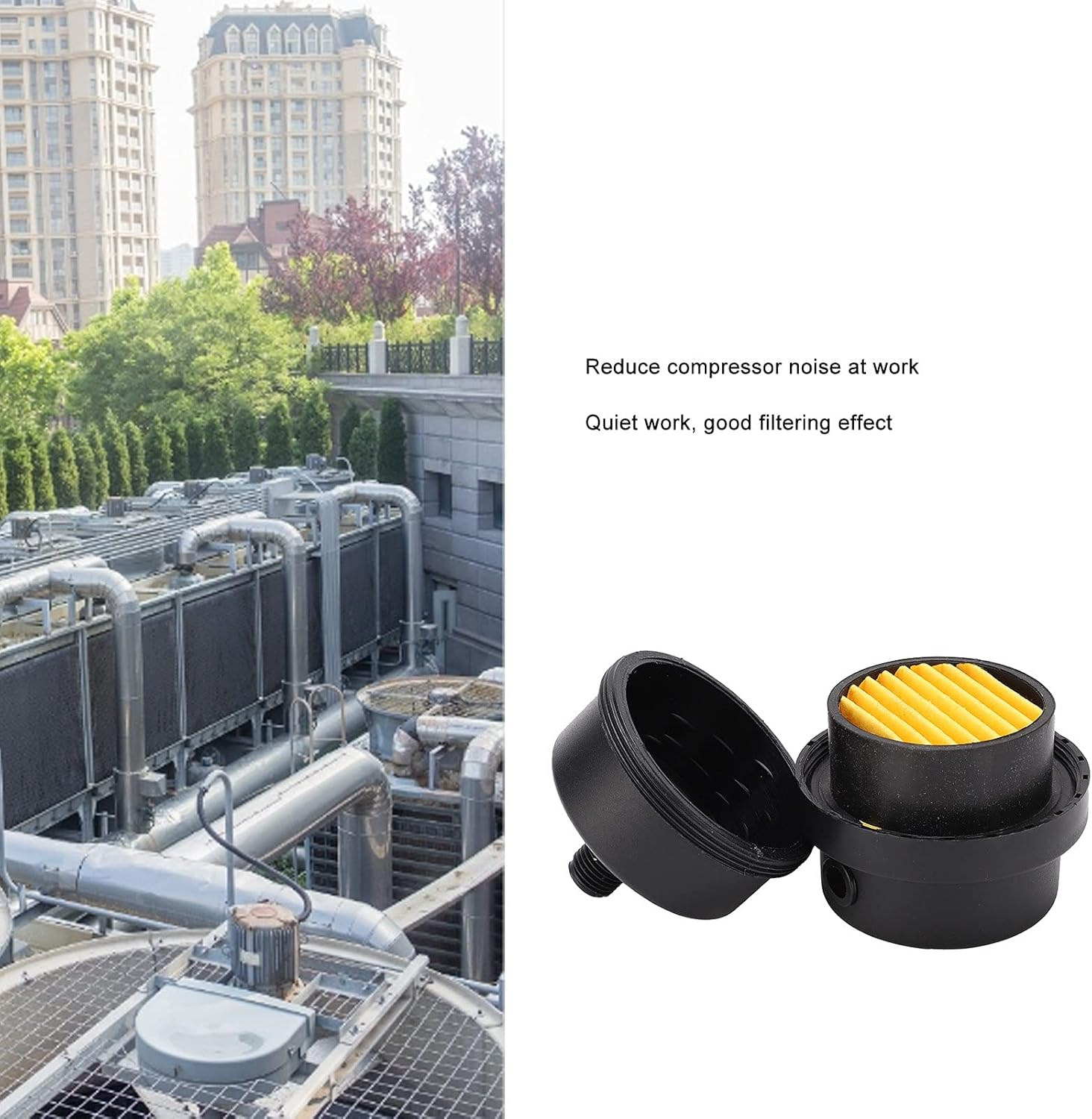 Plastic Air Compressor Intake Noise Reduction Filter Replacement Part for Oil Less Pump G1 4 Thread Protects against Dust Water Particles image number 1