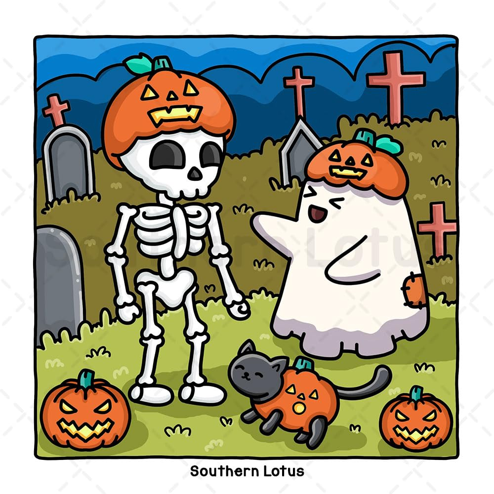 Spooky Vibes: Coloring Book for Adults and Teens with Cute Creepy Characters and Hygge Scenes, Easy and Cozy Designs for Relaxation and Stress Relief image number 4
