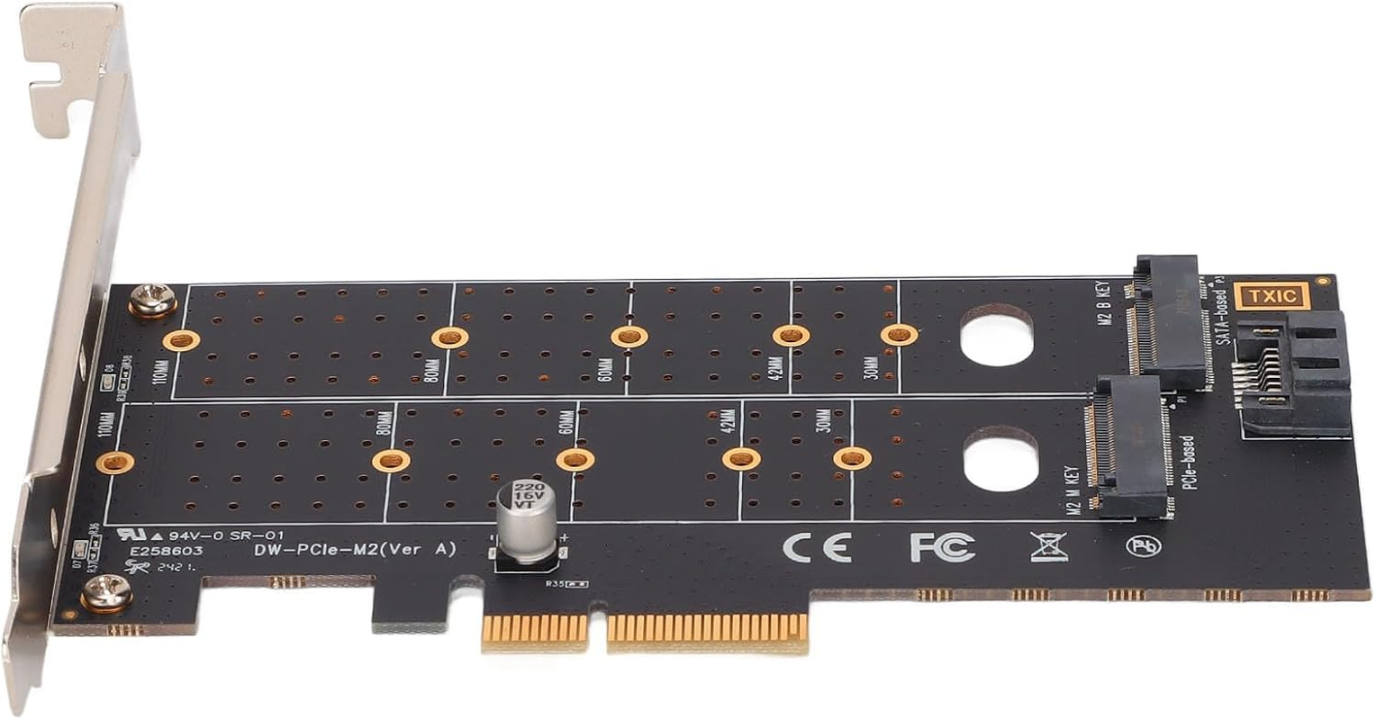 Dual M.2 Pcie Adapter, M.2 NVME SSD Dual M.2 PCIE Adapter Card Hard Drive Converter Reader Expansion Card PC Internal Expansion Card
