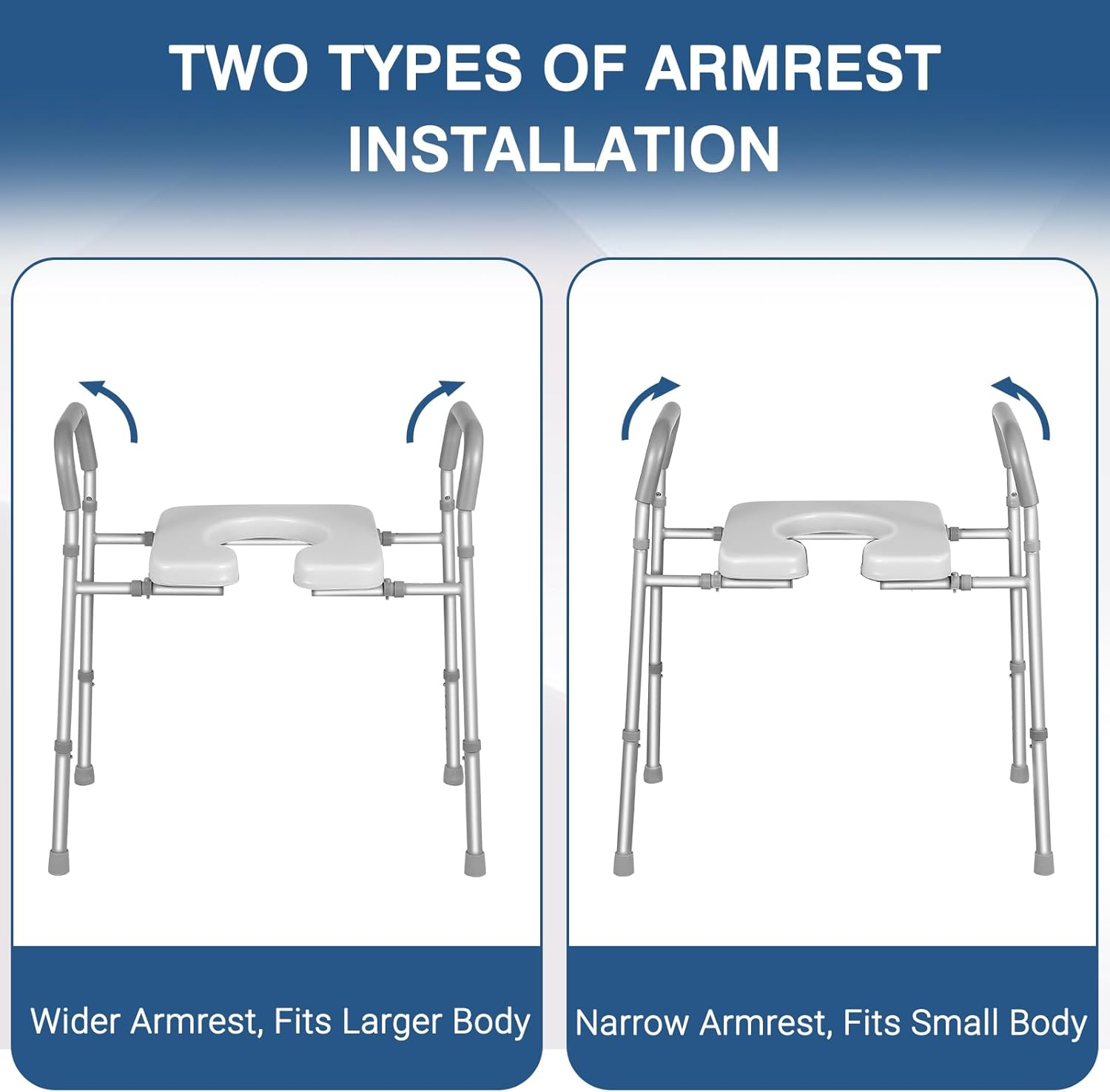 LOLLIDO Raised Toilet Seat with Handles - Width & Height Adjustable Elevated Toilet Seat Risers for Seniors - Multi-Use Toilet Riser with Handles for Seniors, Handicap, Pregnant image number 5