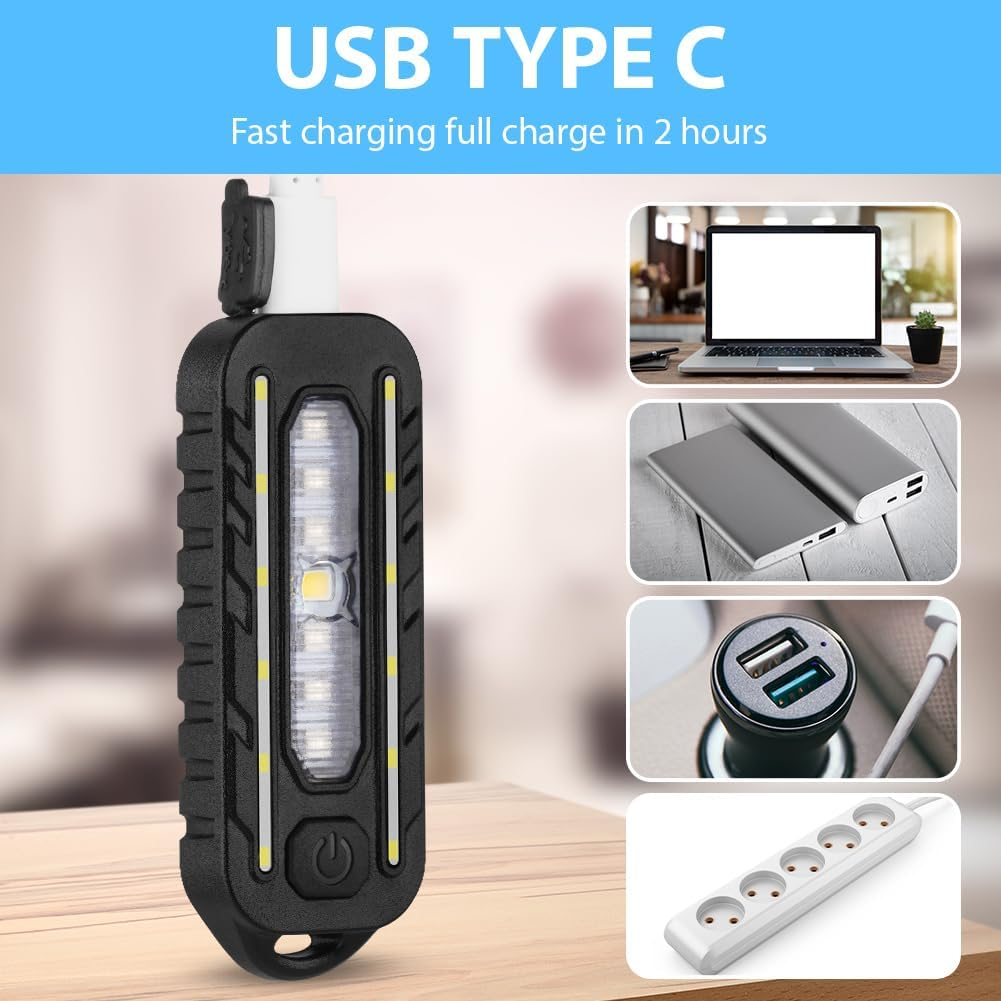 LED Clip Lamp, 5 Light Modes Running Light Small Headlamp Adjustable Headlamp USB Lamp IPX4 Waterproof Rechargeable Flashing Light with Red Light Lighting Effects for Jogging Camping image number 1