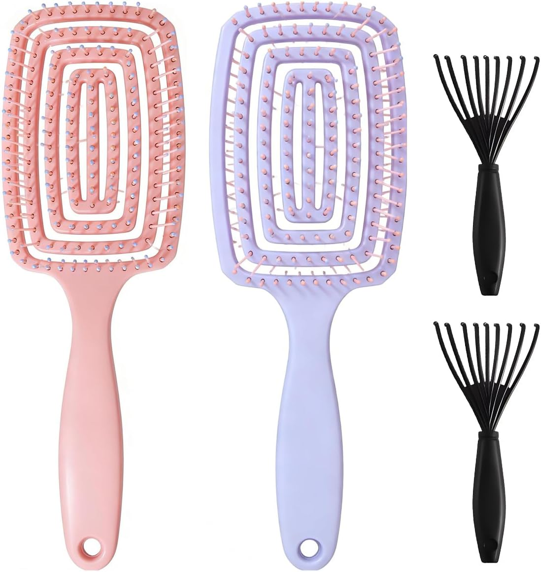 Pack of 4 Hair Brushes without Pulling, Magic Hair Brush, Hairs Brushes Scalp for Wet and Dry, without Pulling - Anti-Tangle Hairs Brush, Detangling Hair Brushes for Men, Women and Kids image number 2