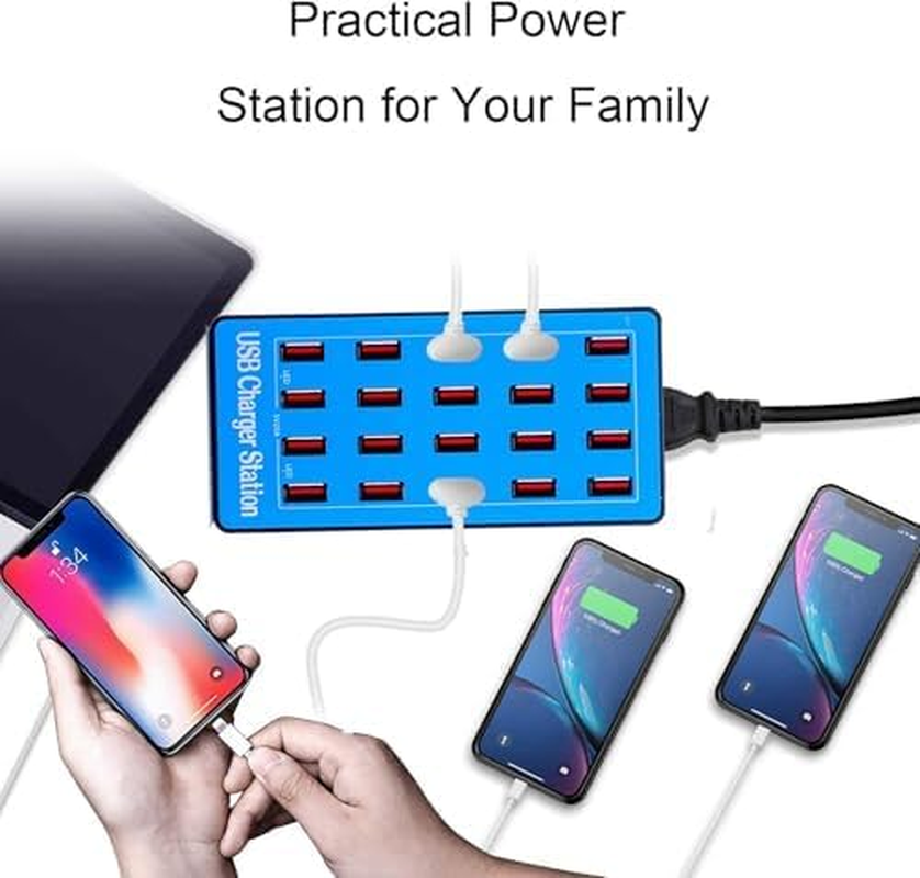 USB Charger Station,20-Port 100W/20A Multiple USB Charging Station,Multi Ports USB Charger Charging for Smartphones，Tablets，And Other USB Devices. image number 3