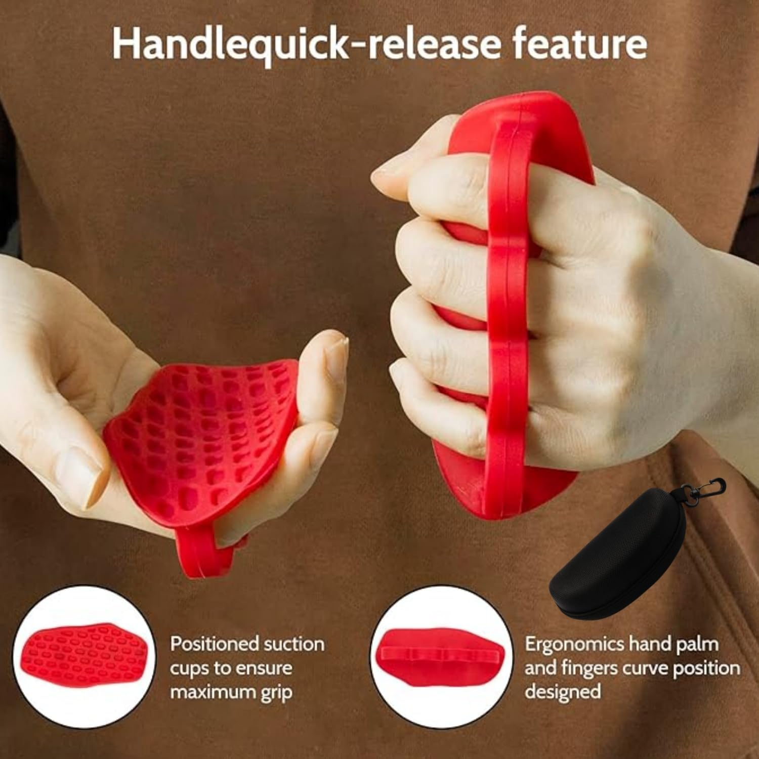 Shoyisenka Fitness Grip Strength Trainer - Anti-Slip Five-Finger Gloves, Suitable for Strength Training Such as Pull-Ups, Deadlifts, and Bench Presses, with a Portable Storage Case Included.