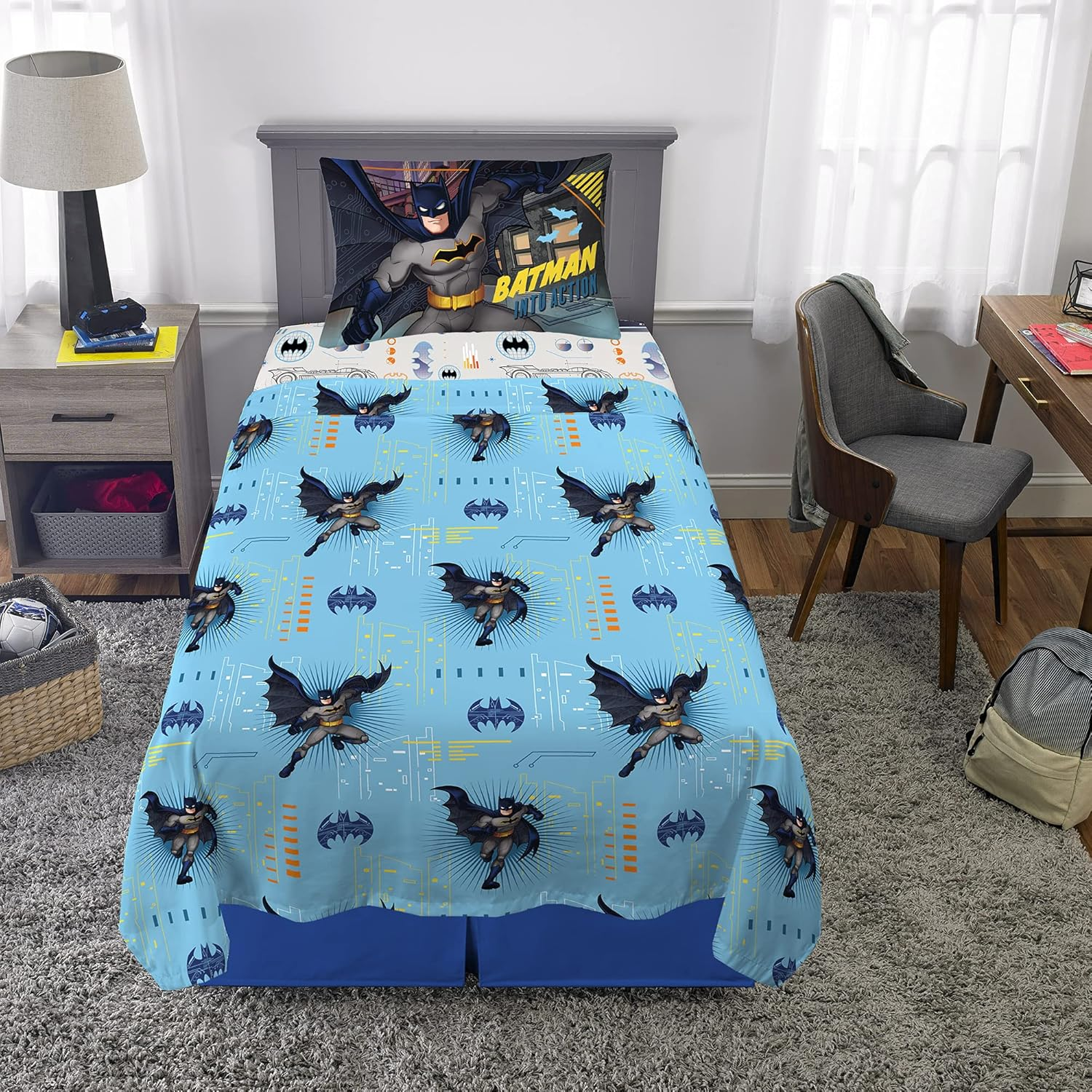 Franco Kids Bedding Super Soft Microfiber Sheet Set, 3 Piece Twin Size, Batman image number 1