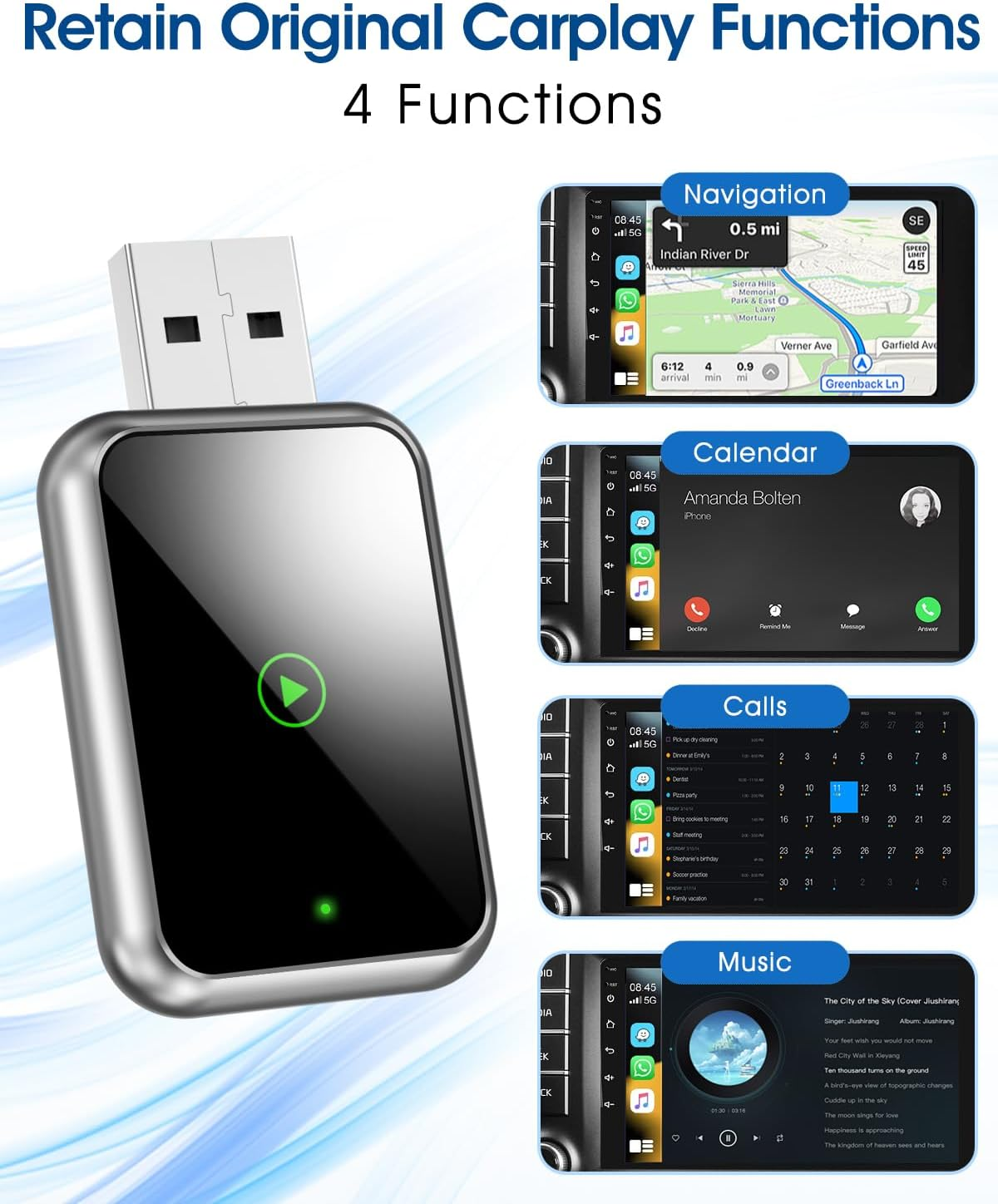 Koeay Plug and Play 2-In-1 Wireless Carplay Adapter, Mini Size, Convert Wired to Wireless Iphone and Android Carplay Adapter for Iphone Ios 10+ & Android Carplay Car Screen, Stable Control & No Delay image number 1