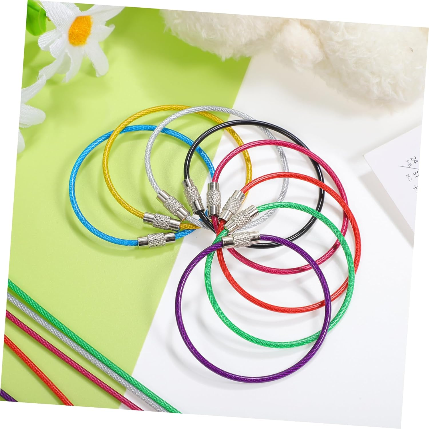 MOKKHNB 16 Pcs Stainless Steel Wire Key Rings Heavy Duty Cable Keychain Set for Luggage Tags Key Holders Bag Tags Keepers image number 5