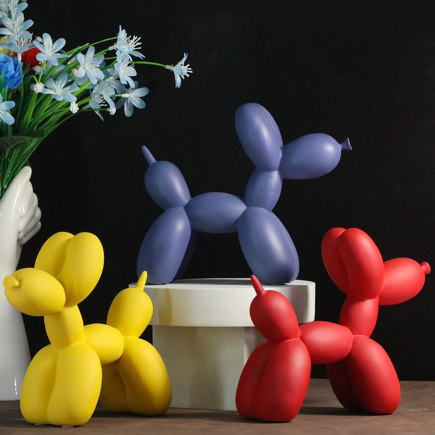 XIAOMAGG Creative Balloon Dog Sculpture Modern Home Decoration Trendy Animal Art Ornaments Collection Figurine Bedroom Living Room Office Desktop Resin Decors - Fireworks image number 6