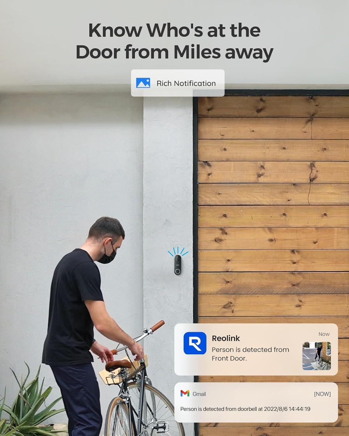 REOLINK Doorbell Wifi Camera - Wired 5MP Outdoor Video Door Bell, 5G Wi-Fi Security Cam System, Smart Detection Local Storage No Subscription, Frontdoor Home Surveillance, Customized Chime Ring