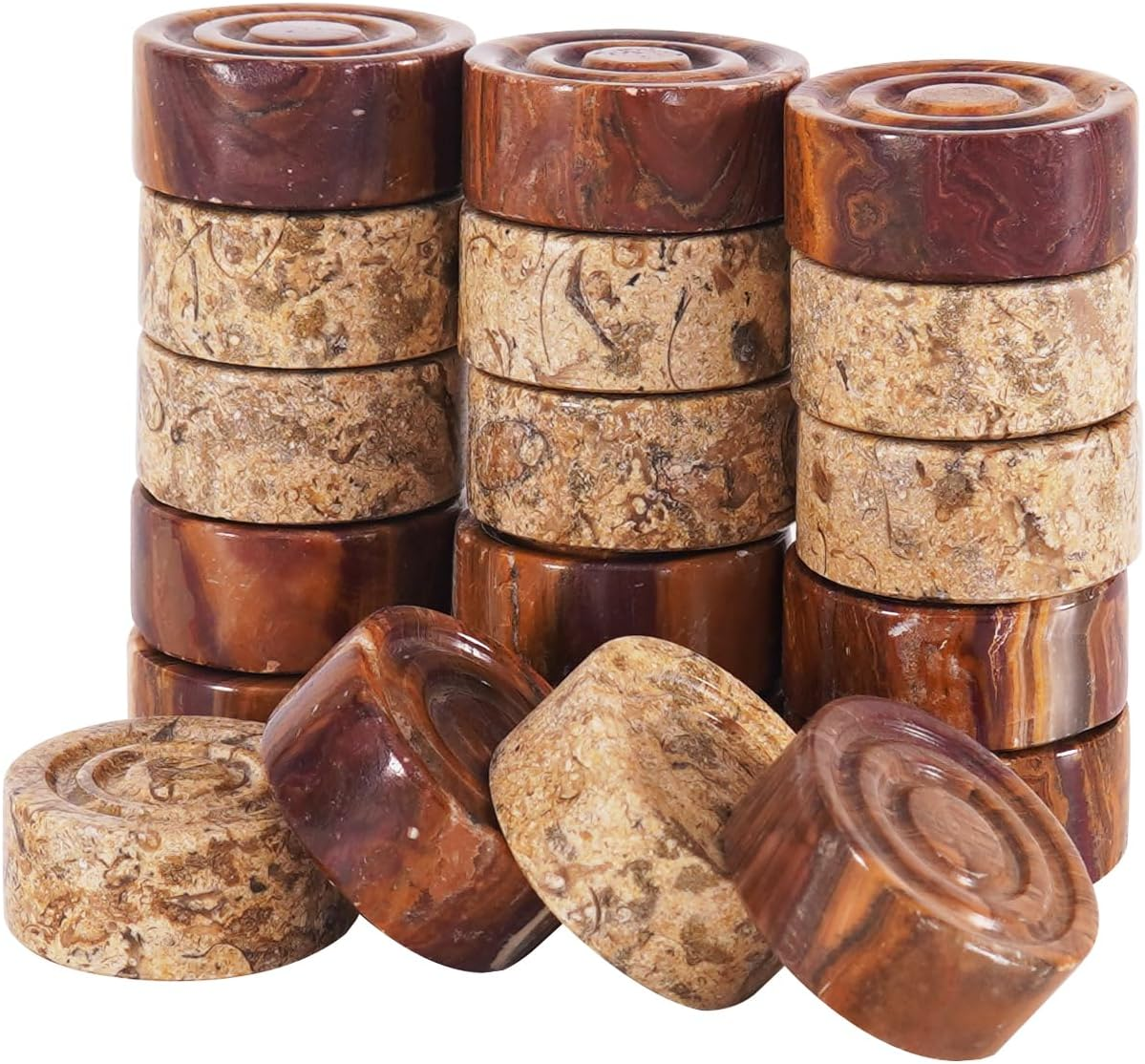 Radicaln Marble Checker Figures 1.25'' Inches Black and Coral Handmade Outdoor Board Game Draughts Checker Travel Chess Set Classic Board Game Checkers Outdoor Games