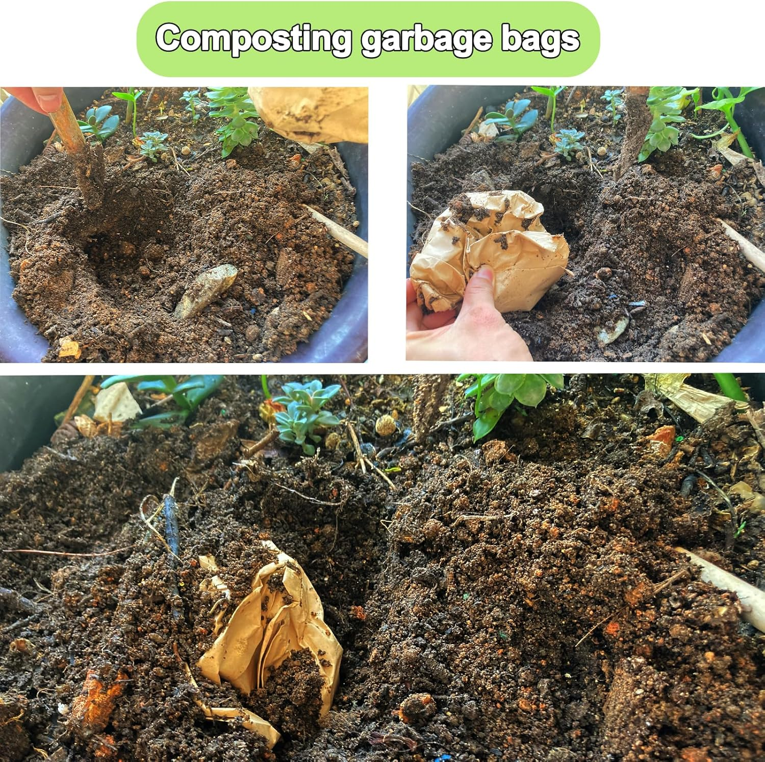 Kitchen Food Waste Bags, 50PCS Compostable Paper Garbage Bag, Recycling Paper Trash Bag for Dry Rubbish, Plastic Free image number 2