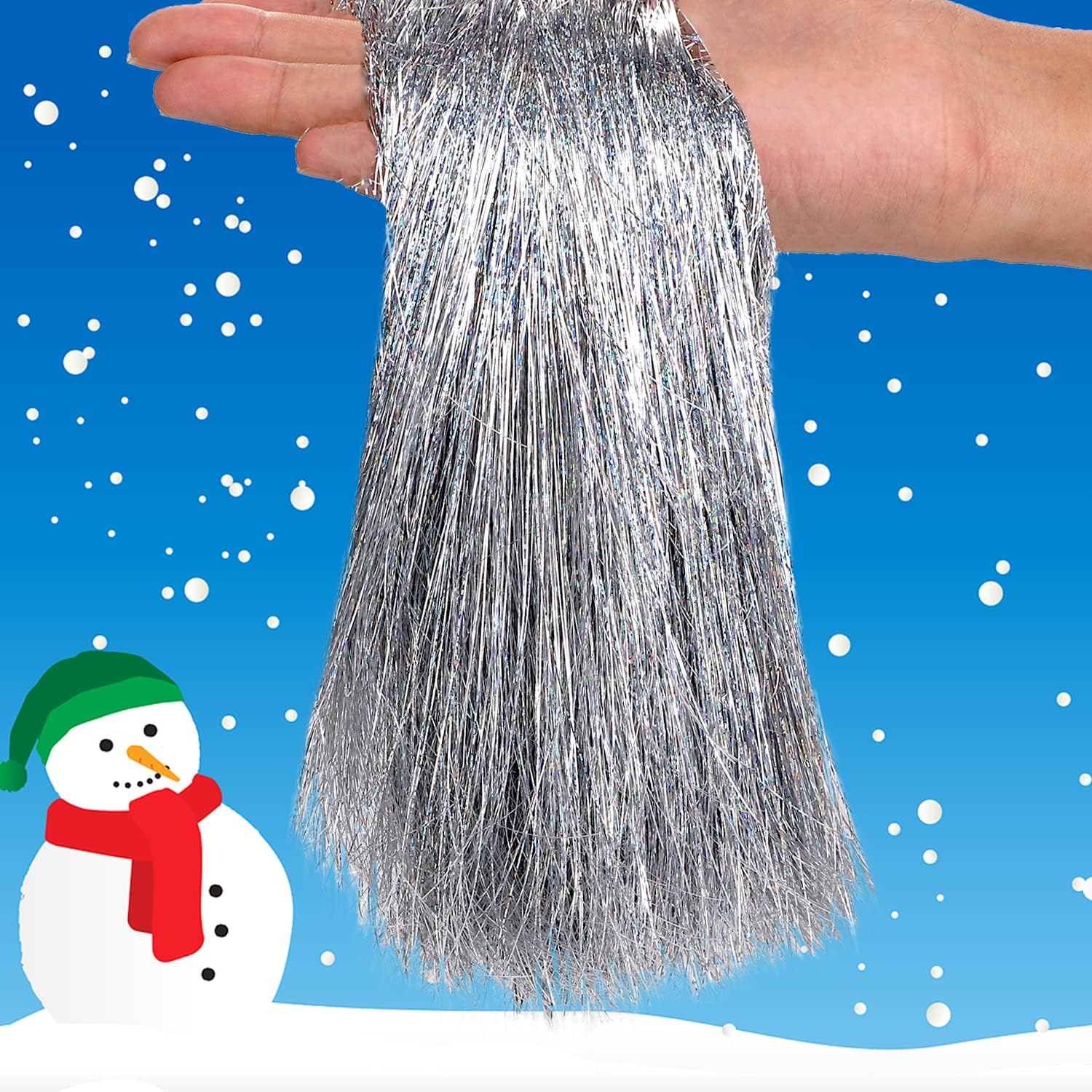 Icicle Tinsel Garland Iridescent Tinsel Strands Foil Fringe Icicles for Chrismtas Tree Holiday Decoration Party Supplies (12000, Silver) image number 5