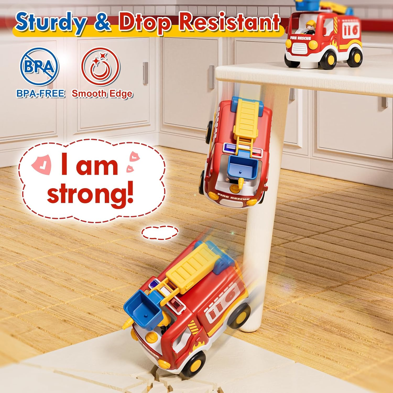 Lehoo Castle Remote Control Car, Fire Truck RC Cars, Cartoon RC Race Car, Toy Car with Music & Sound Toy for Toddler Kids, Baby Toys for 1 2 3 Year Old image number 5