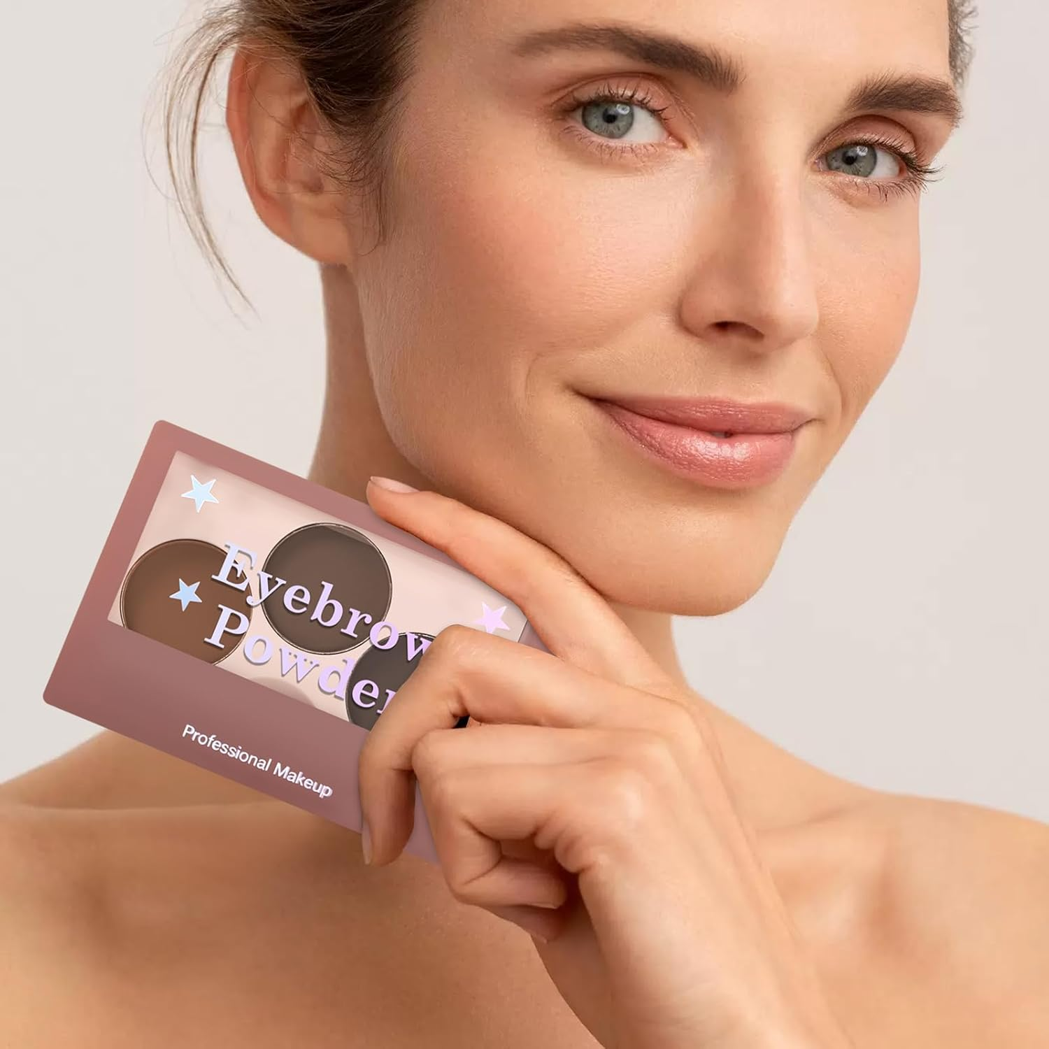 Boobeen 3 Colors Eyebrow Powder Makeup Palette, Eyebrow Shaping Kit, Beveled Brow Brush, Creates Perfectly Shaped 3D Brows