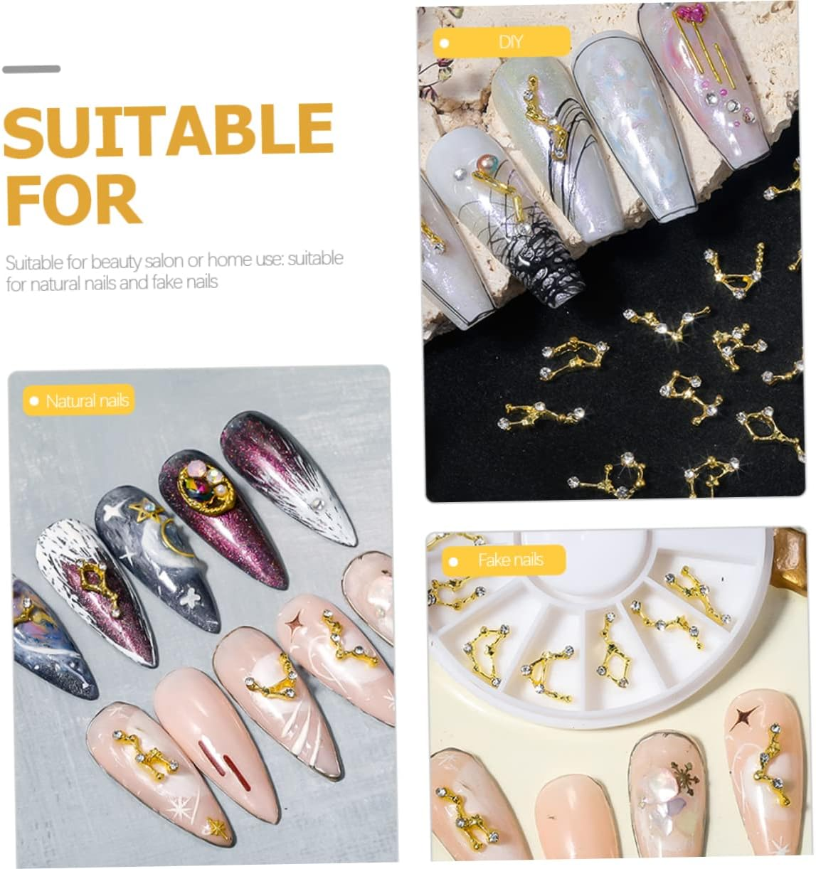 Beatifufu Zodiac Sign Nail Gems Diamond-Encrusted Alloy Nail Stickers Phone Case Decorations image number 3