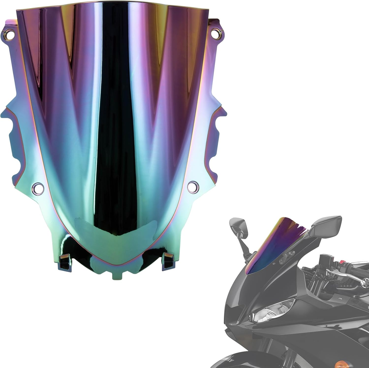 Psler Windshield Windscreen Double Bubble for YZF R3 R25 2019-2023 (Black)