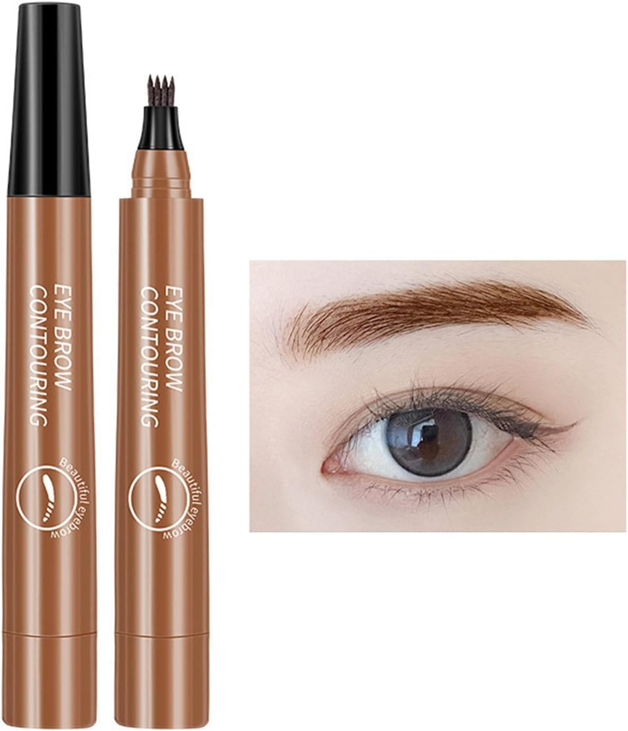 Eyebrow Pen &ndash; Smudge-Proof Fork Tip Applicator, Fine Brow Definer Tool | Durable Liquid Makeup Marker, Realistic Eyebrow Filler Brush, Cosmetic Solution for Shaping and Defining Eyebrows image number 4