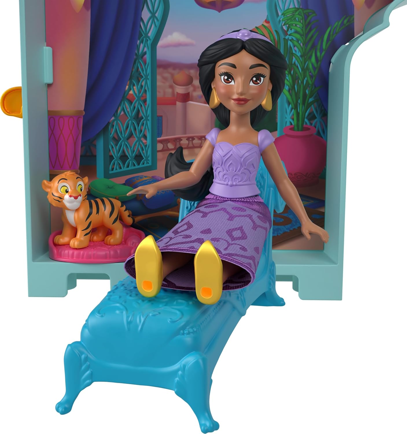 Disney Princess Jasmine'S Stacking Castle Dollhouse Playset with Small Doll, 2 Friends and 8 Pieces, Inspired by Disney Movie Aladdin, JDP56, [Multi-Colour] image number 1