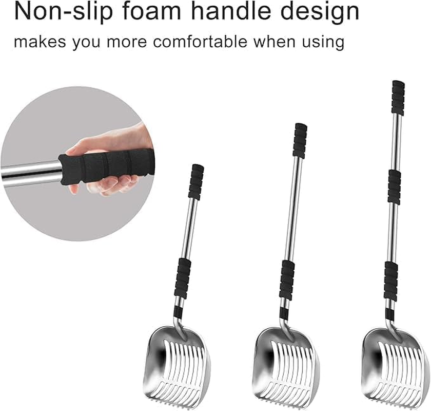 MEILANHUI Metal Cat Litter Scoop, Durable and Efficient Scoop with Long Handle, Detachable Components, Stainless Steel Cat Litter Scoop, Easy to Clean the Sieve Scoop image number 5