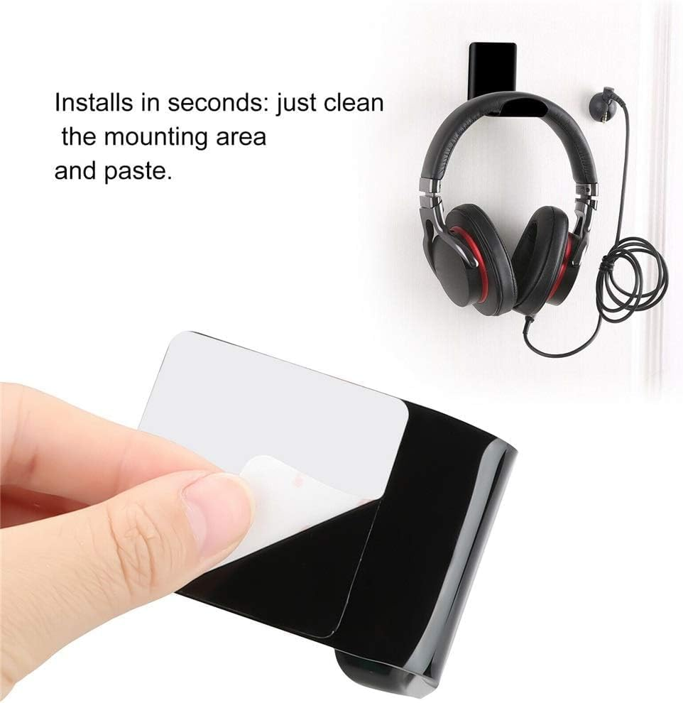 THJOPOKEEL 2Pcs Headset Holder Headphone Stand, Earphone Clamp Sticky Headset Hanger - Adhesive Headphone Holder Hook Mount, Headset Stand Holder Clip under Desk Headphone Holder image number 1