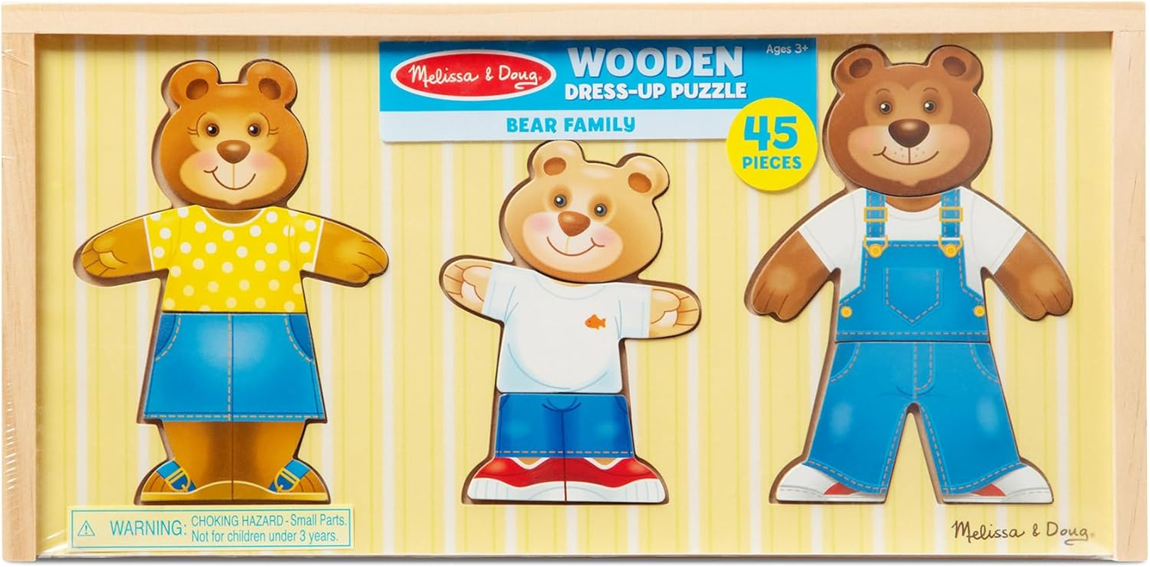 Melissa & Doug Wooden Bear Family Dress-Up Puzzle | Puzzles | Wooden Toy | 3+ | Boy or Girl image number 1