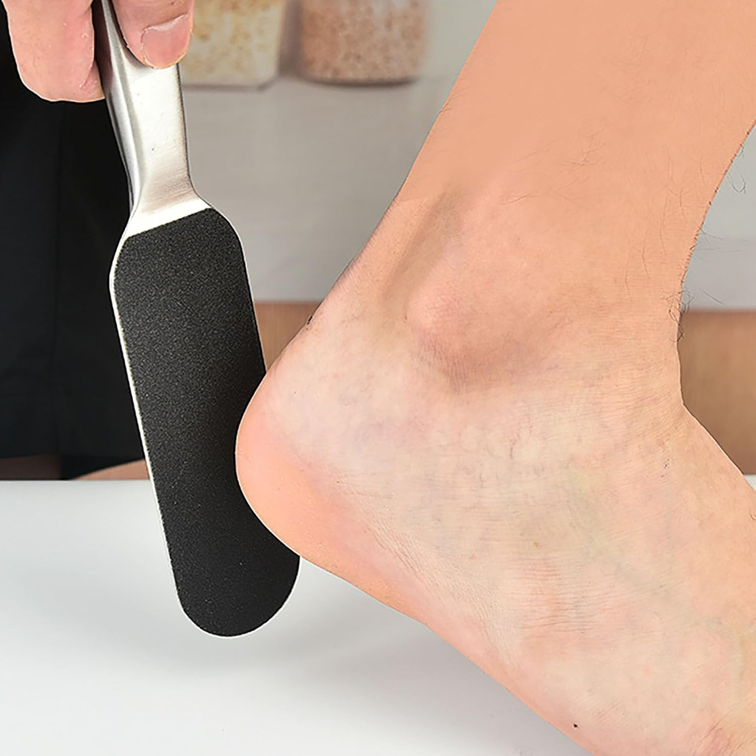 Useful Foot Rasp Scrubber Stainless Steel Pedicure Foot File with 10 Pieces Double-Sided Replacement Sandpaper Comfortable Foot File Callus Remover image number 5
