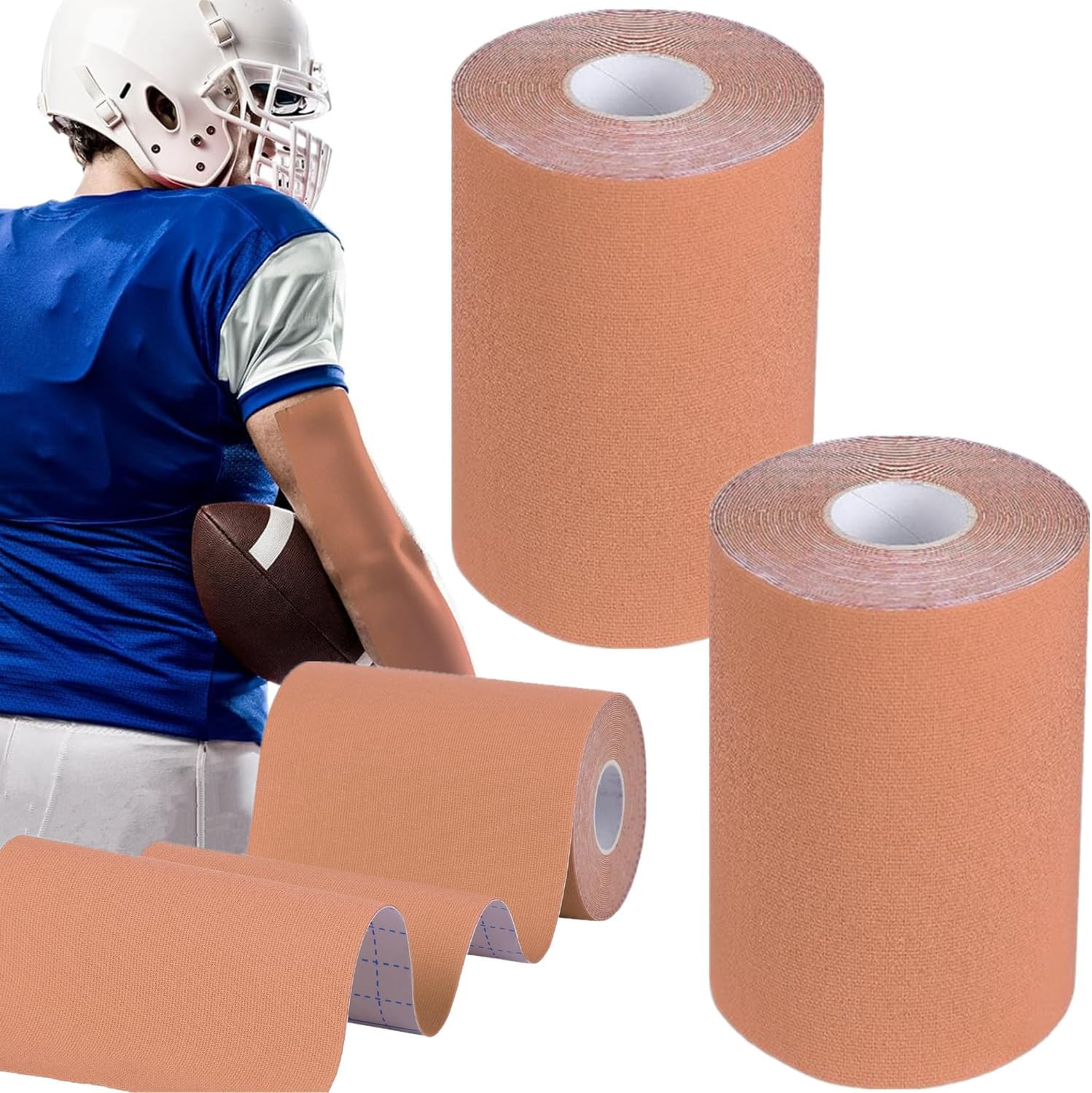 2 Rolls Turf Tape Football, Extra Wide Waterproof Turf Tape for Arms Football Ultra Sticky Athletic Sports Tape Wrap for Exercises Gymnastics to Prevent Turf Burn
