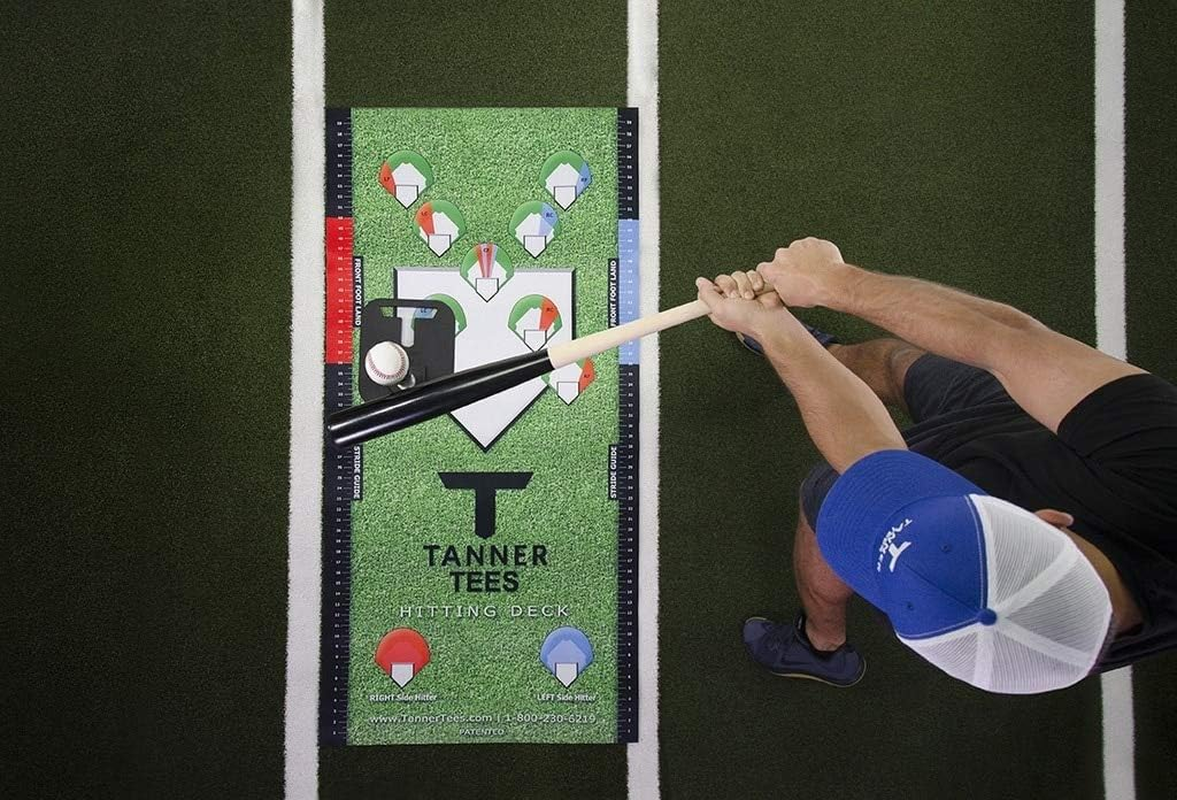 Tanner Hitting Deck | Softball Baseball Hitting Mat for Batting Tee Practice, Hitting Mat to Learn Proper Tee and Foot Placement for All Points of Contact, Beginners and Coaches, 29X60 Inches, Green image number 3