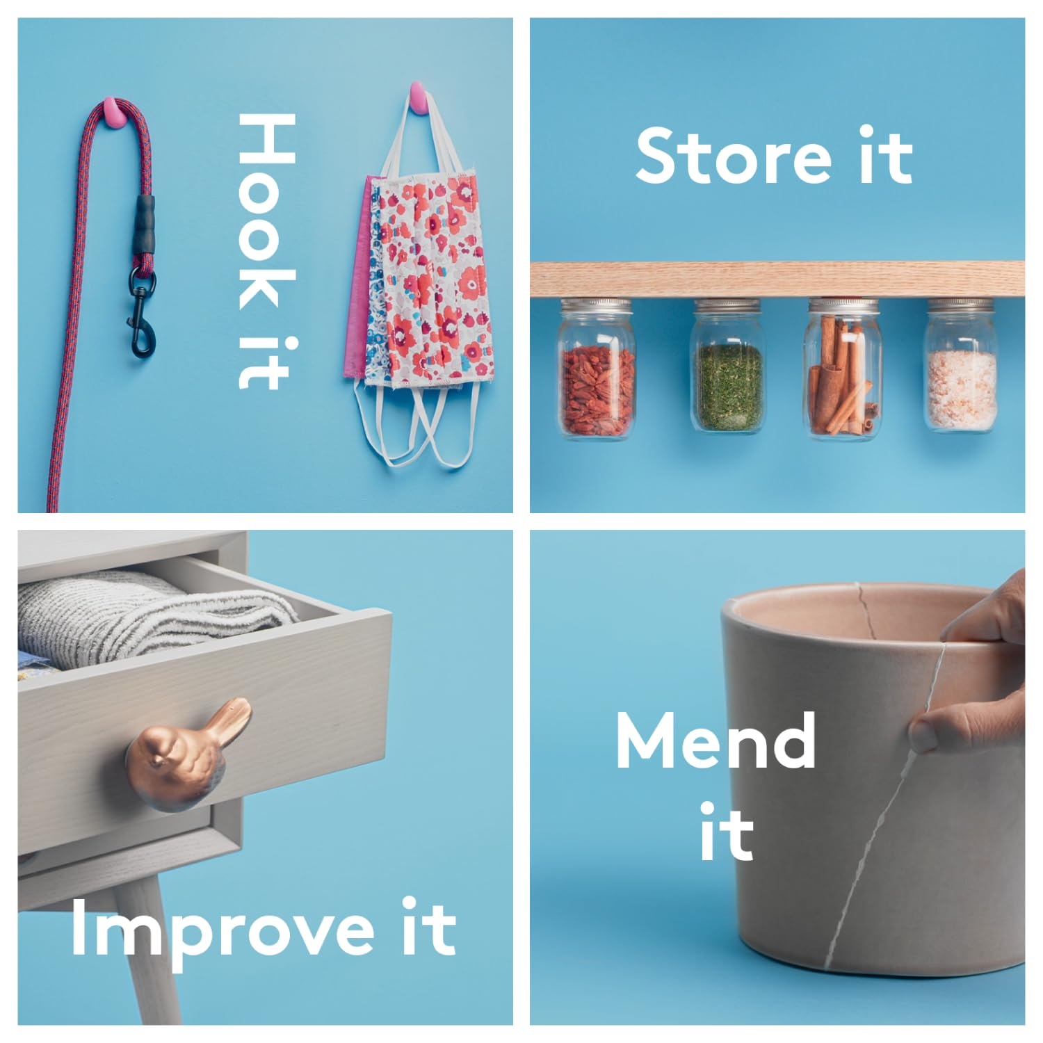 Sugru by Tesa - All Purpose Super Glue, Moldable Craft Glue for Indoor & Outdoor - Adhesive Glue for Creative Fixing, Repairing, Bonding & Personalizing - 3 Pack - Black, White & Gray (3.5G/Ea) image number 4