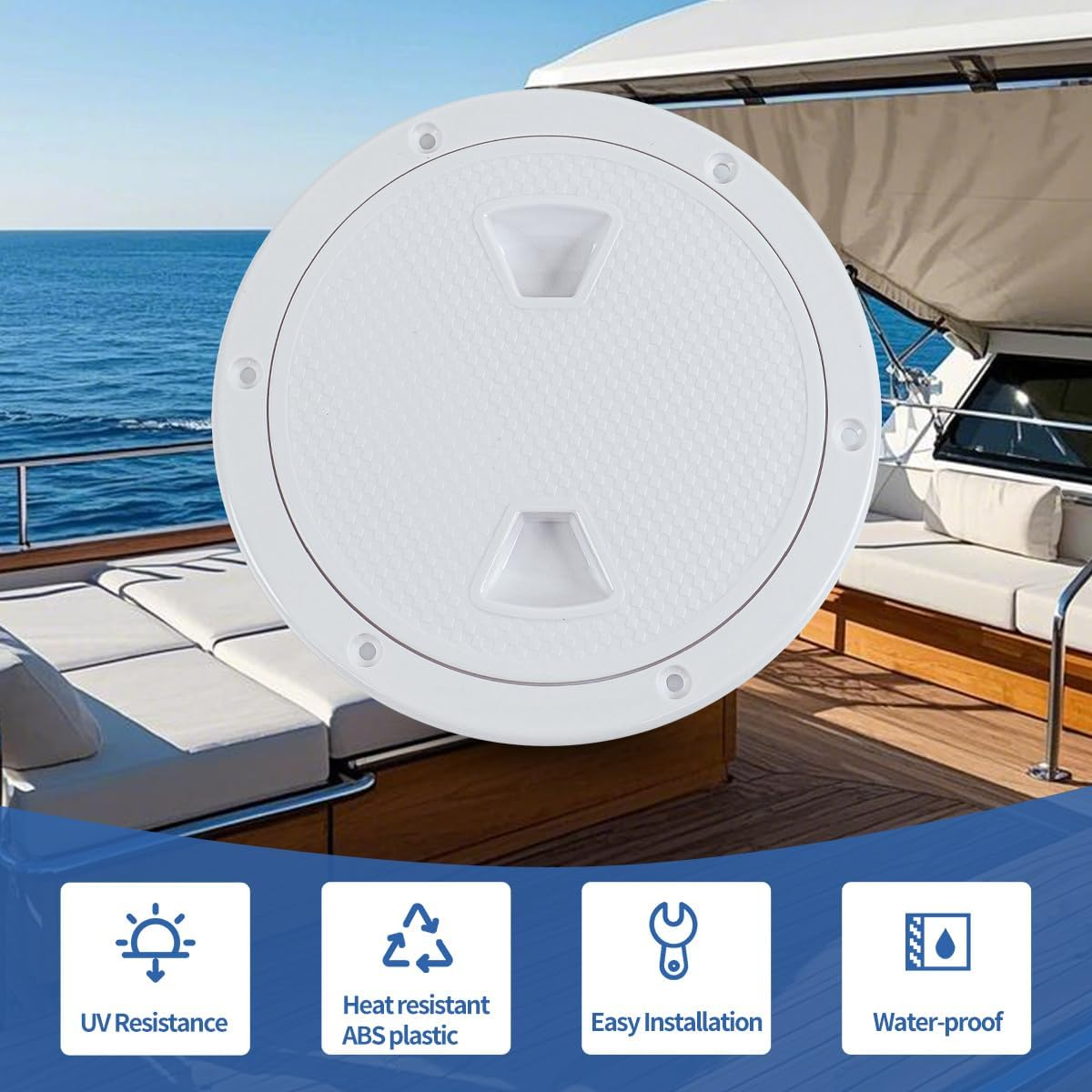 'Boat Hatch, 4'' 6'' 8'' White round Non Slip Inspection Hatch W/Detachable Cover for Marine Boat Yacht (8 Inch)' image number 2