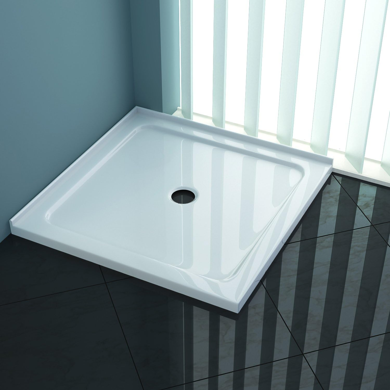 ELEGANT Square Shower Base Durable Acrylic Fibreglass Shower Tray, 900X900Mm