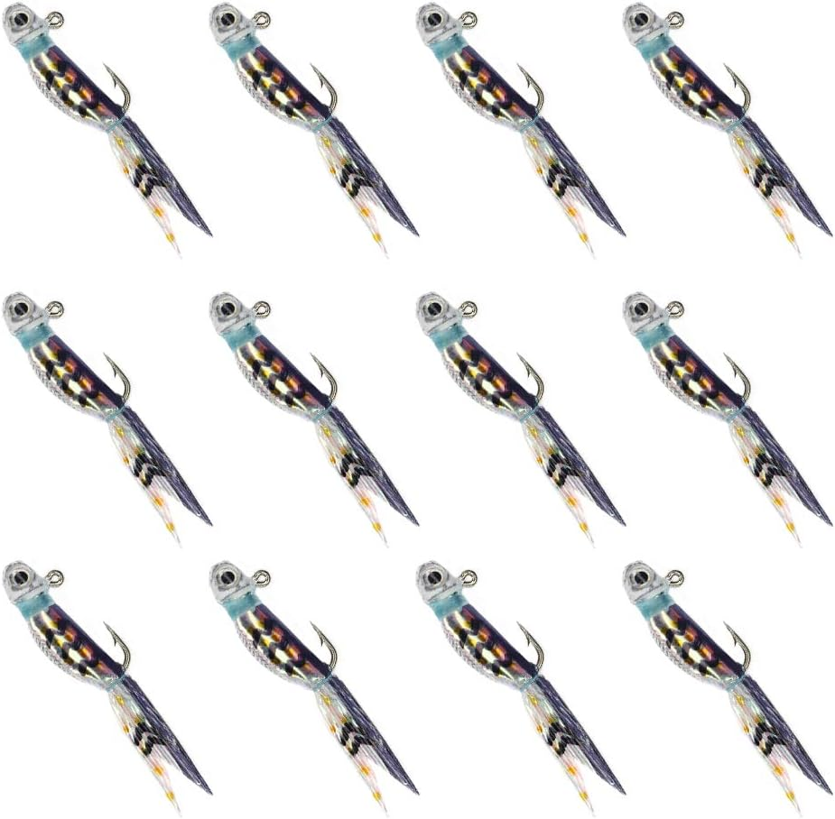 YZD Silverside Minnow Crappie Jig 12Pcs - B/G/M Mix image number 3