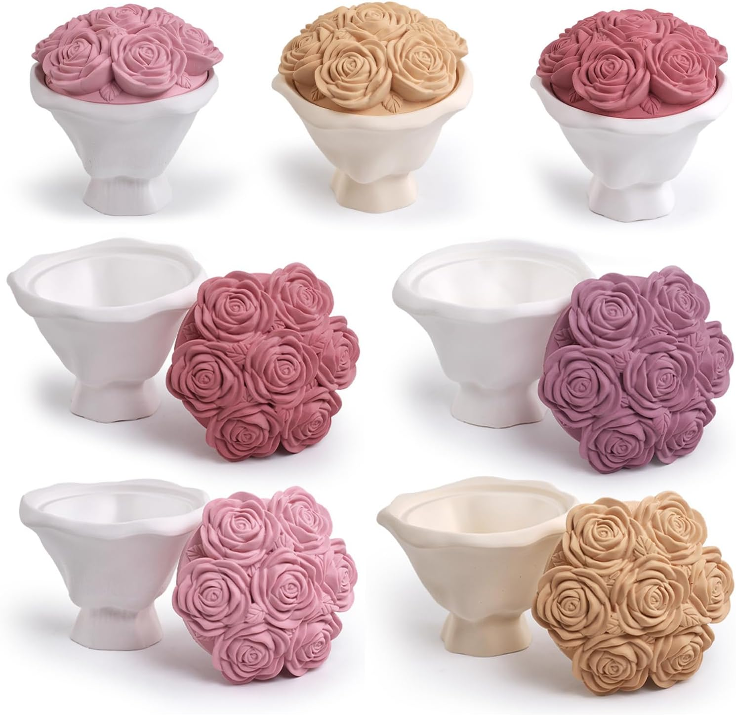 Japleed Bouquet Shape Box Resin Molds, Flower Candle Holder Box Silicone Molds for Resin Concrete, Unique 3D Container Storage Molds for Jewelry Trinket Holder Plant Pot Art Craft Home Decor image number 5