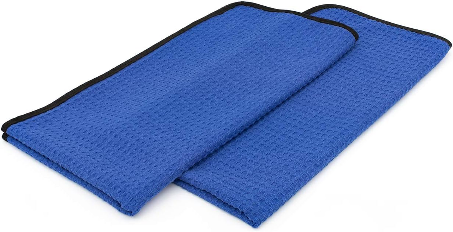 The RAG Company Dry Me a River Professional Korean 70/30 Microfiber Waffle-Weave Drying & Detailing Towels 20X40 Navy Blue image number 5