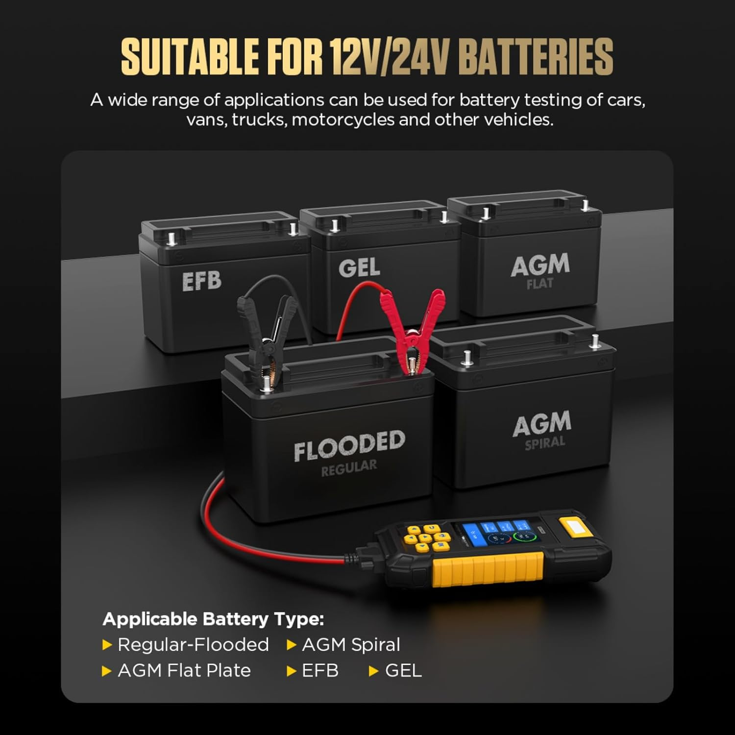 Battery System Testers BT760 Battery Analyzer 30-2000 CCA Battery/Load/Charging/Cranking Test for 8-32V Vehicles HD Vans Trucks Motorcycles Built-In Printer with 3 Rolls Printer Paper 14 Languages image number 5