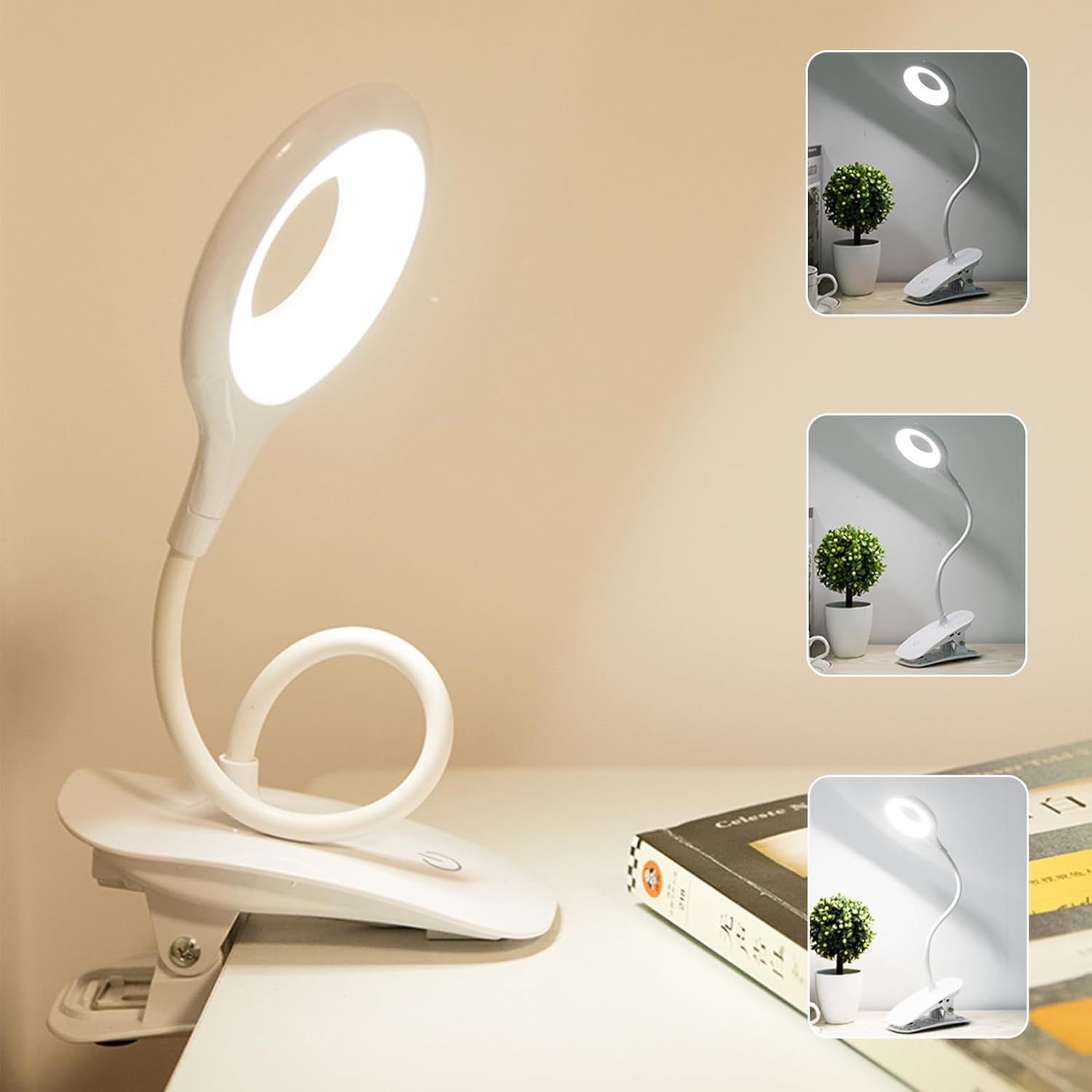 LED Clamp Lights, 40 Cm Clamp Lamp, 20 Leds Reading Lamp, Bed Clamp, Dimmable with 3 Brightness Levels, 360&deg; Flexible USB Reading Light, Children'S Bed Lamp, Clamp Lamp, Desk Lamp for Office, Home Use