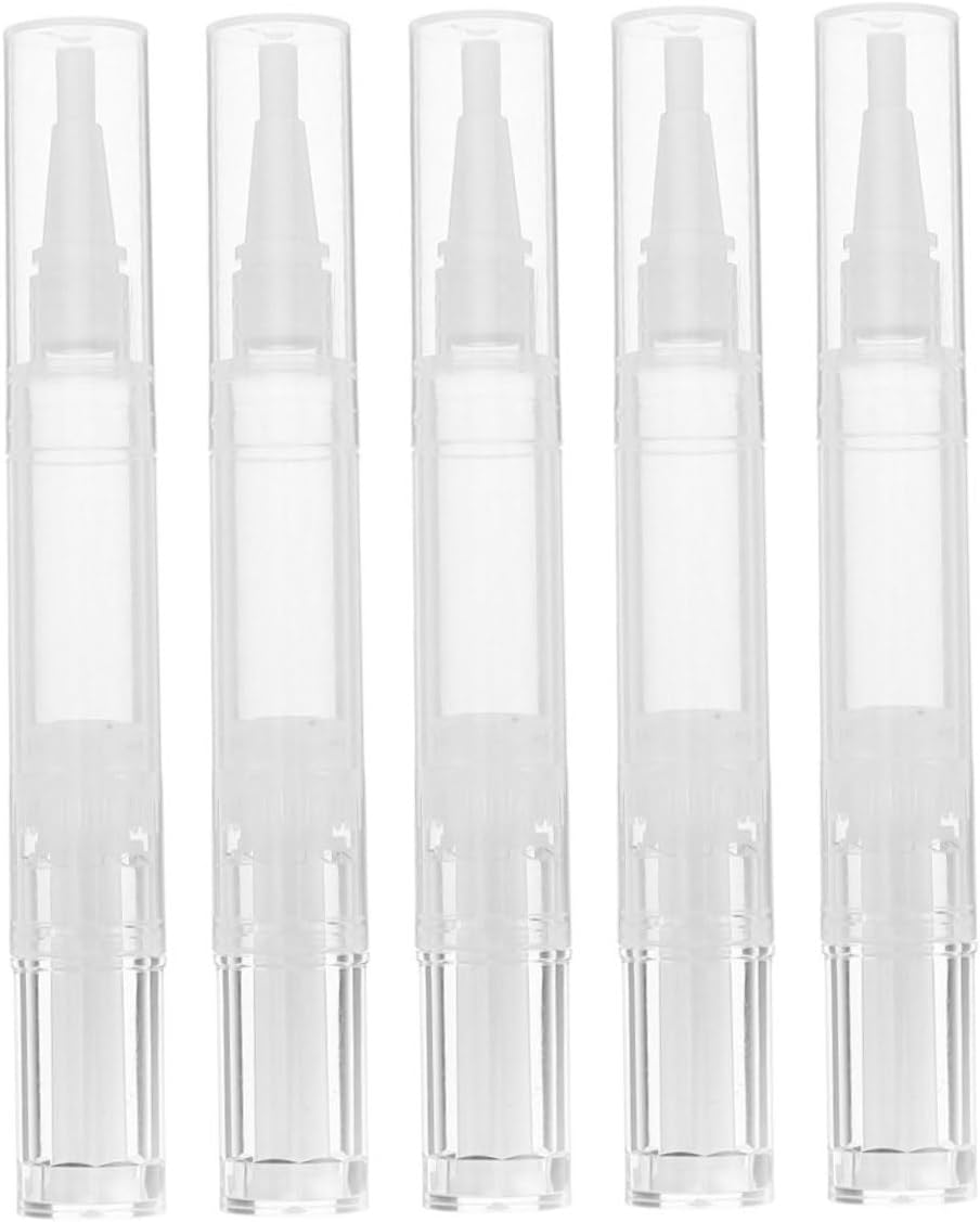 Ciieeo 5Pcs Transparent Refillable Nail Oil Pens with Brush Tip Twist Container for Cuticle and Lip Oil Care Portable Makeup Applicator for Manicure and Professional Salon Use image number 2