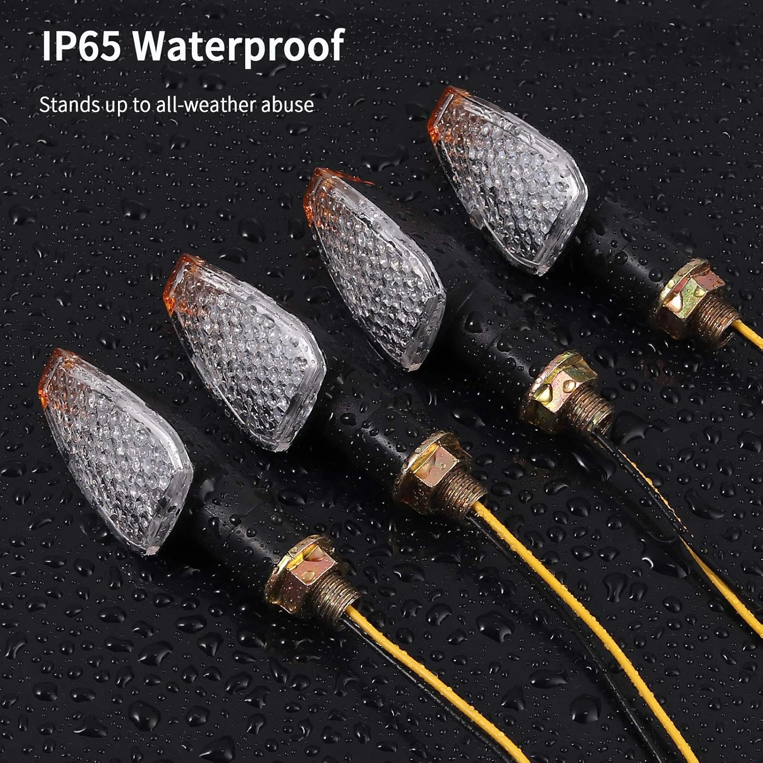 Justech 4Pcs 14Leds Motorcycle Turn Signals Indicator Amber Signal Light Waterproof E-Marked Turning Blinker Light for 12V Motorcycles Motorbikes image number 4