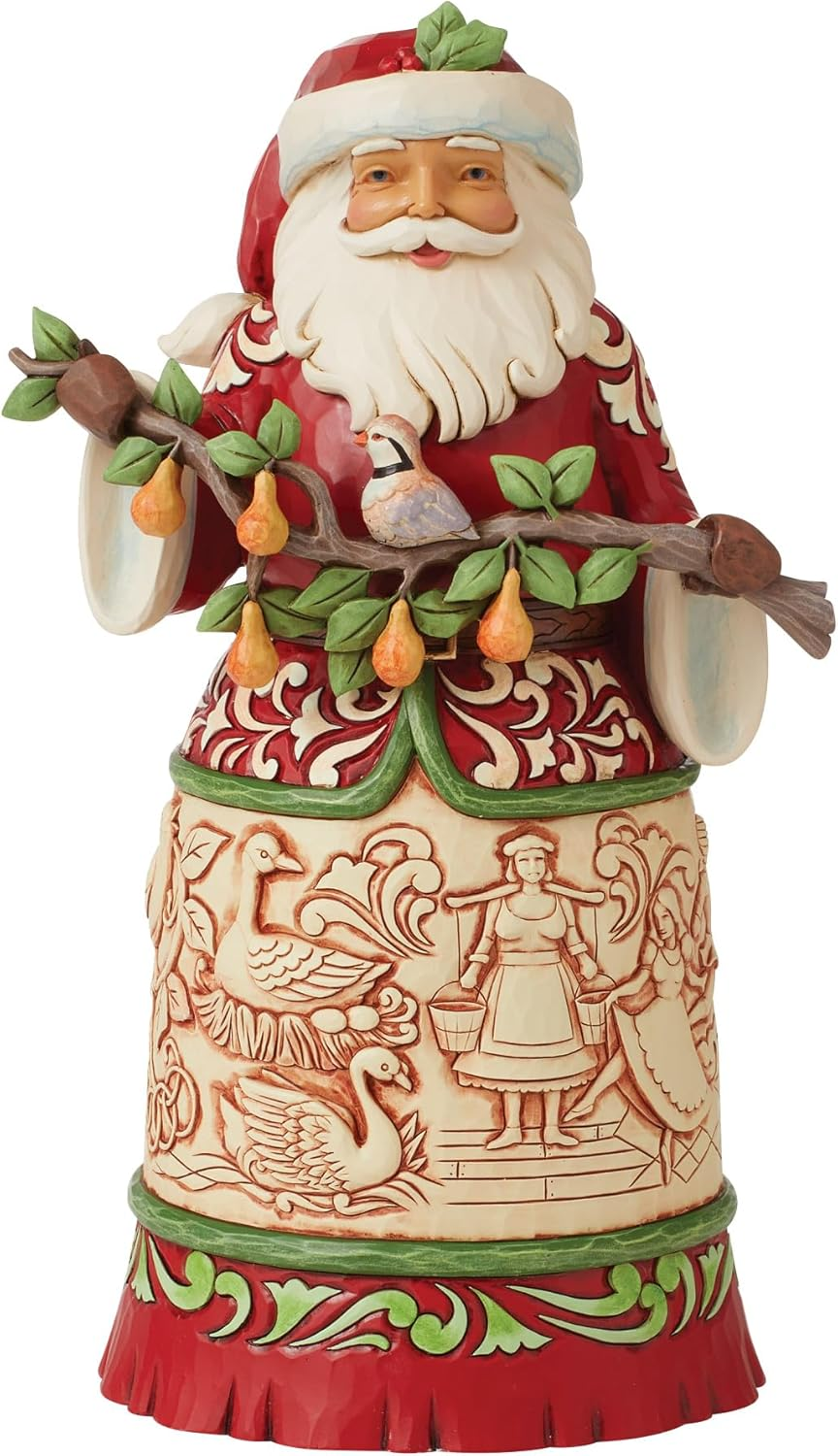 Enesco Jim Shore Heartwood Creek Worldwide Event Twelve Days of Christmas Santa Holding Pear Tree Branch Figurine, 9.33 Inch, Multicolor image number 6