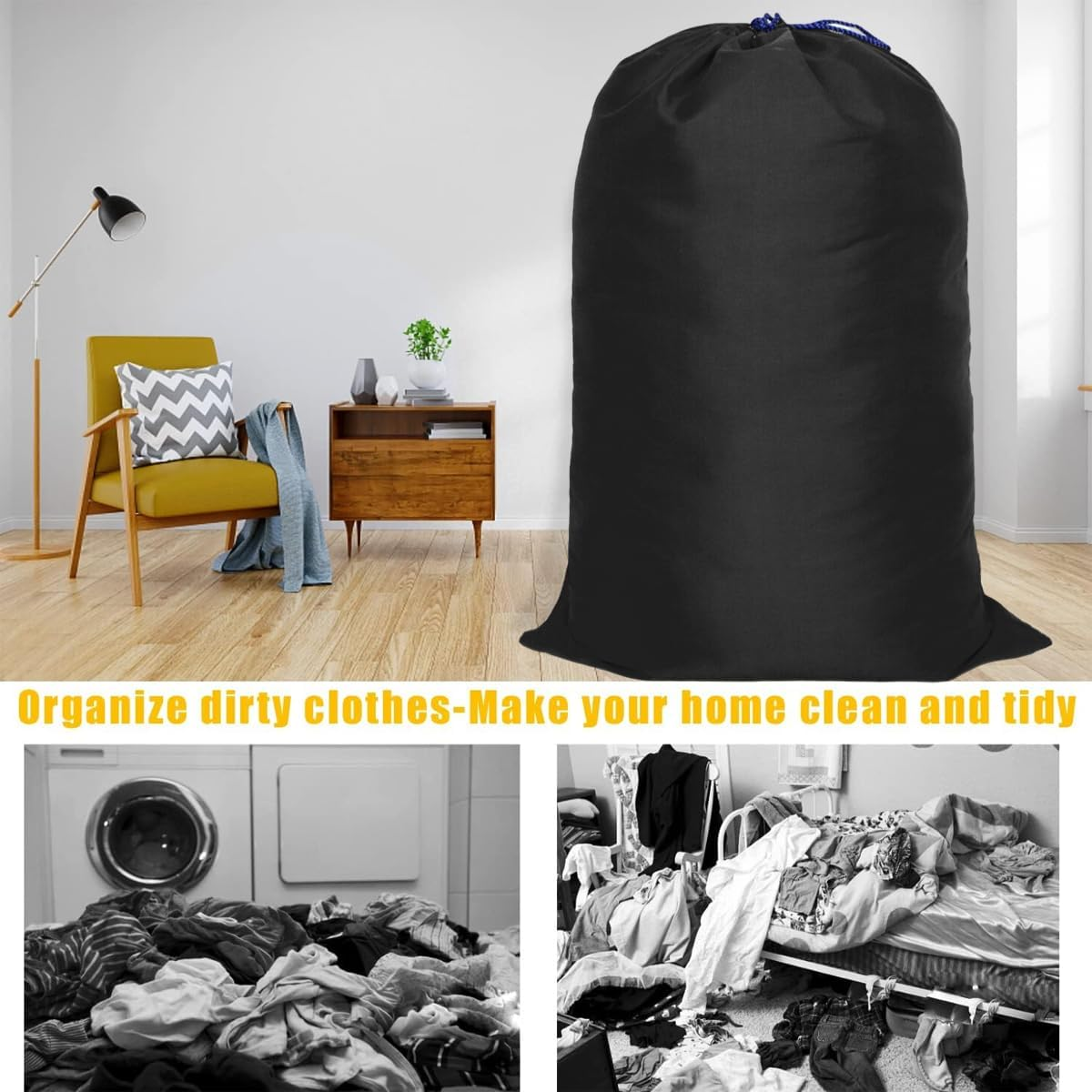 AIMALL Large Canvas Drawstring Bag, Multi-Purpose Storage Pouch, Army Green, Dirt-Proof, Available in Two Sizes: 29.1X47.2 Inches or 18.9X31.5 Inches image number 3