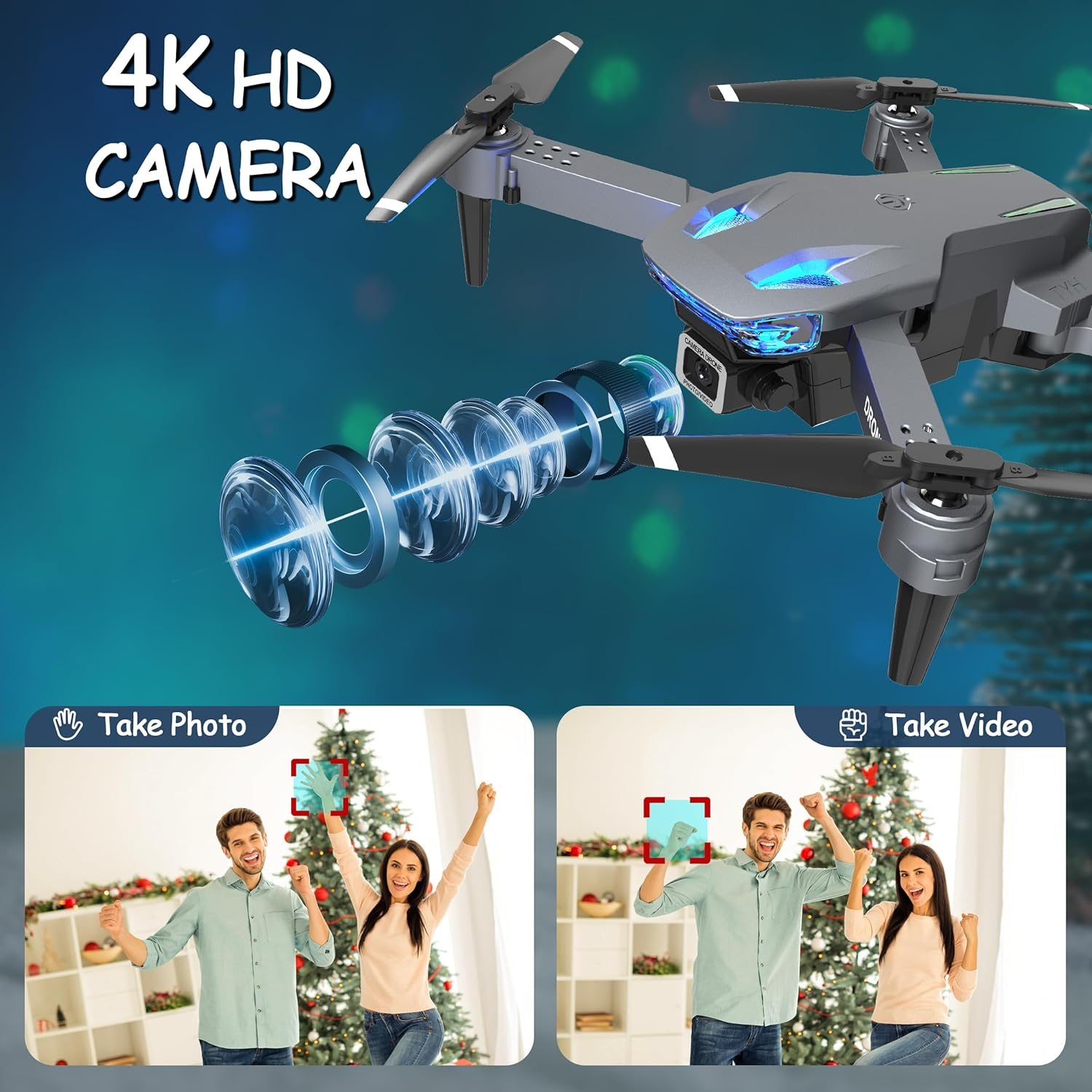 Drone with 4K Camera for Kids/Adults/Beginners | Wipkviey T28 Foldable RC Quadcopter Toys, Birthday Present for Boys Girls with 26-30 Mins Flight (W/2 Modular Batteries and Carrying Case) image number 5