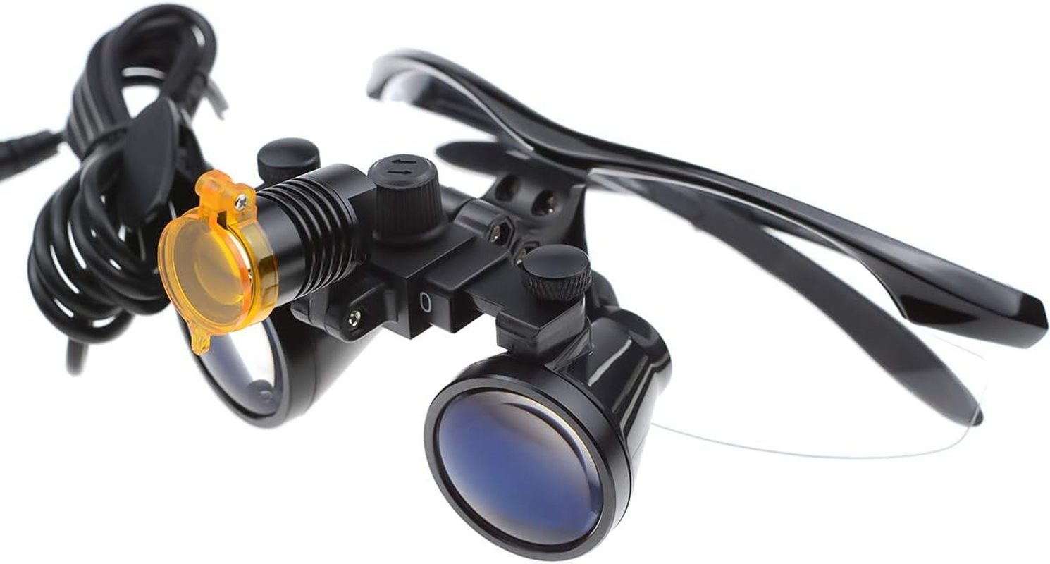 Tankredrug 3W Black LED Headlight Lamp Yellow Filter Clip on 2.5X Binocular Loupes 420Mm Optical Glasses with Cloth Bag image number 3
