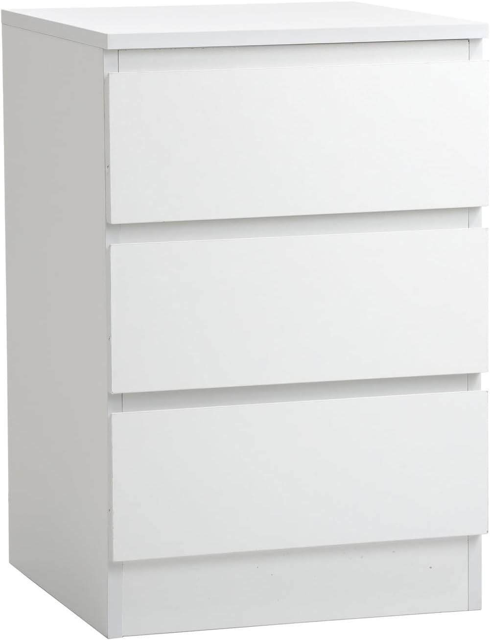 Oikiture White Bedside Table with 3 Drawers Bed Side Table image number 1