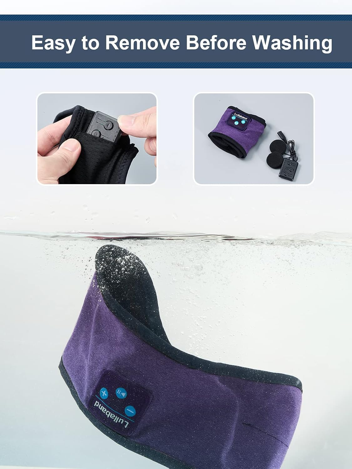 Bluetooth Headband Headphones, Sleep Headphones for Side Sleepers, Sleeping Headphones Comfortable Headband with Thin Speaker Microphone Handsfree Gift image number 2